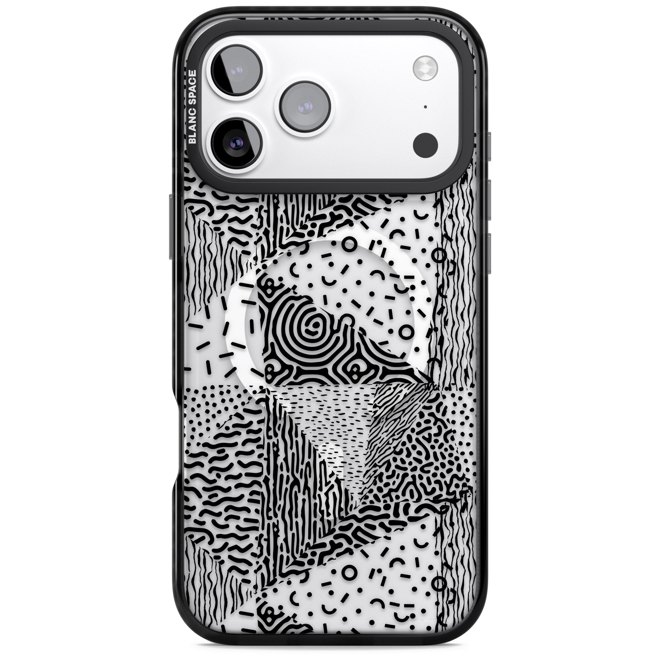 Monochrome Pattern iPhone 17 Pro Max Impact Pro Black Phone Case