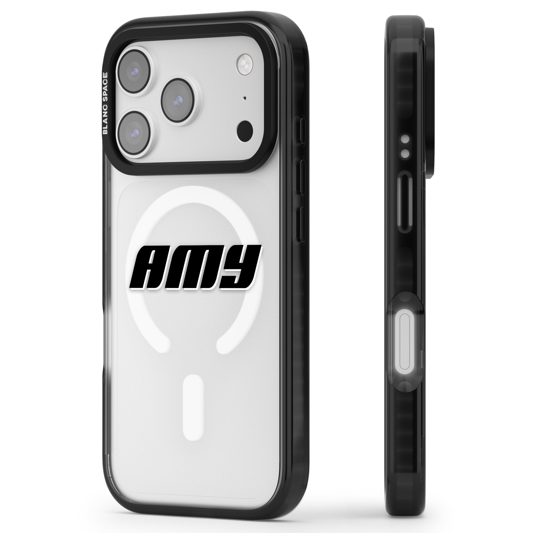 Personalised Bold Name iPhone 17 Pro Max Impact Pro Black Phone Case Side Profile