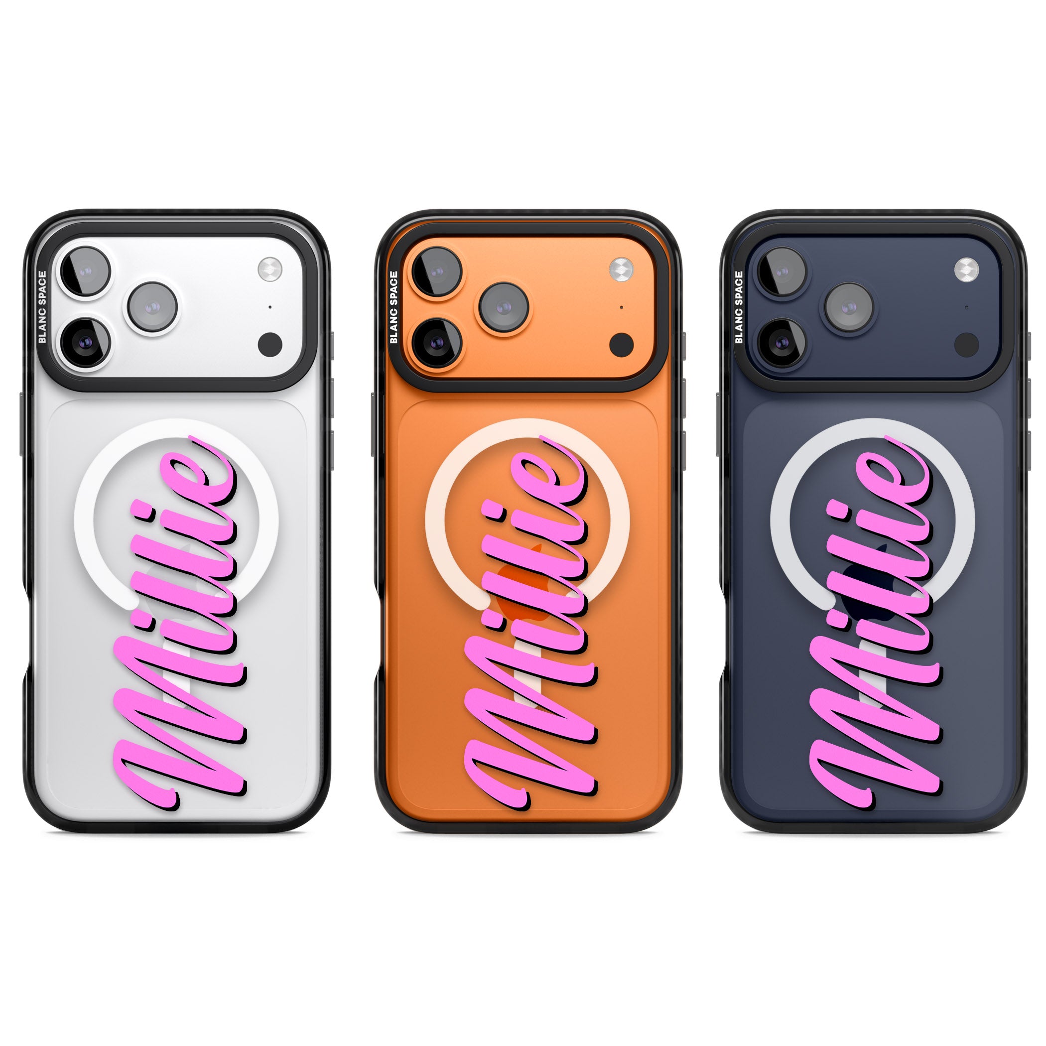 Personalised Cute Vertical Name iPhone 17 Pro Impact Pro Black Phone Case APT Impact Protection