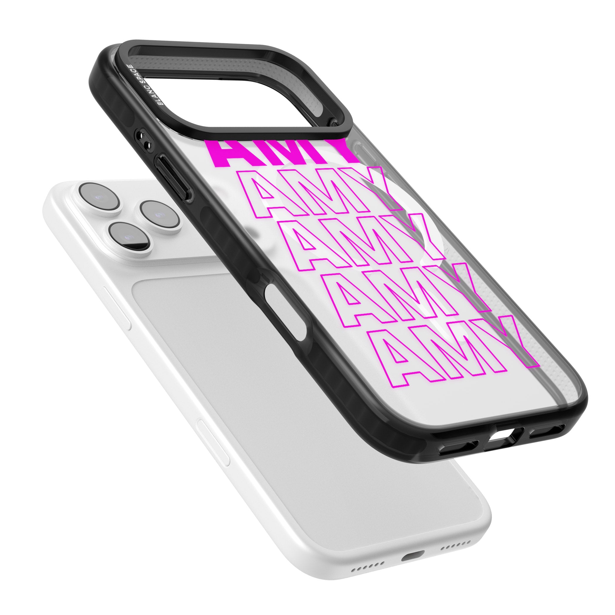 Personalised Bold Repeated Name iPhone 17 Pro Impact Pro Black Phone Case Colours