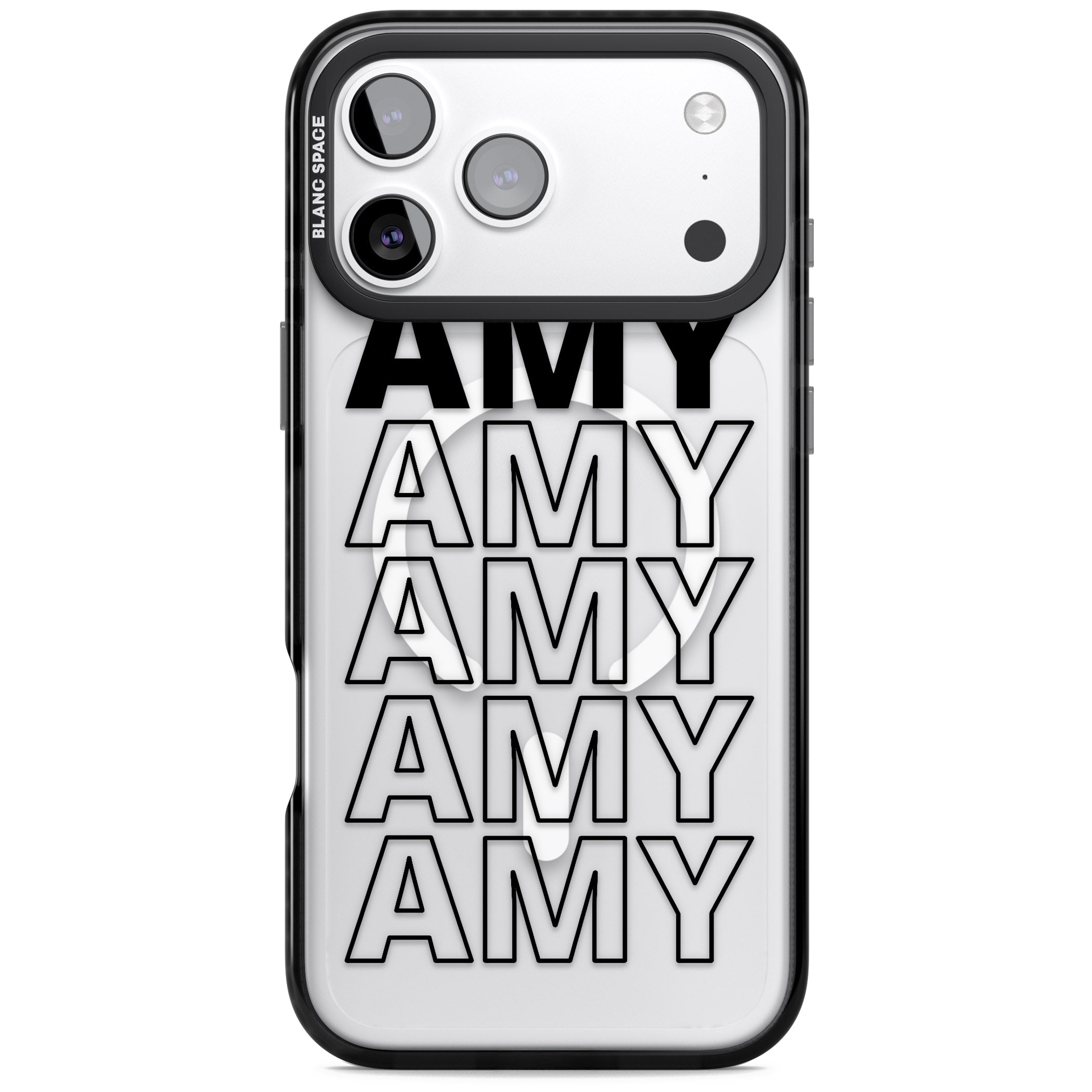 Personalised Bold Continous Name iPhone 17 Pro Impact Pro Black Phone Case