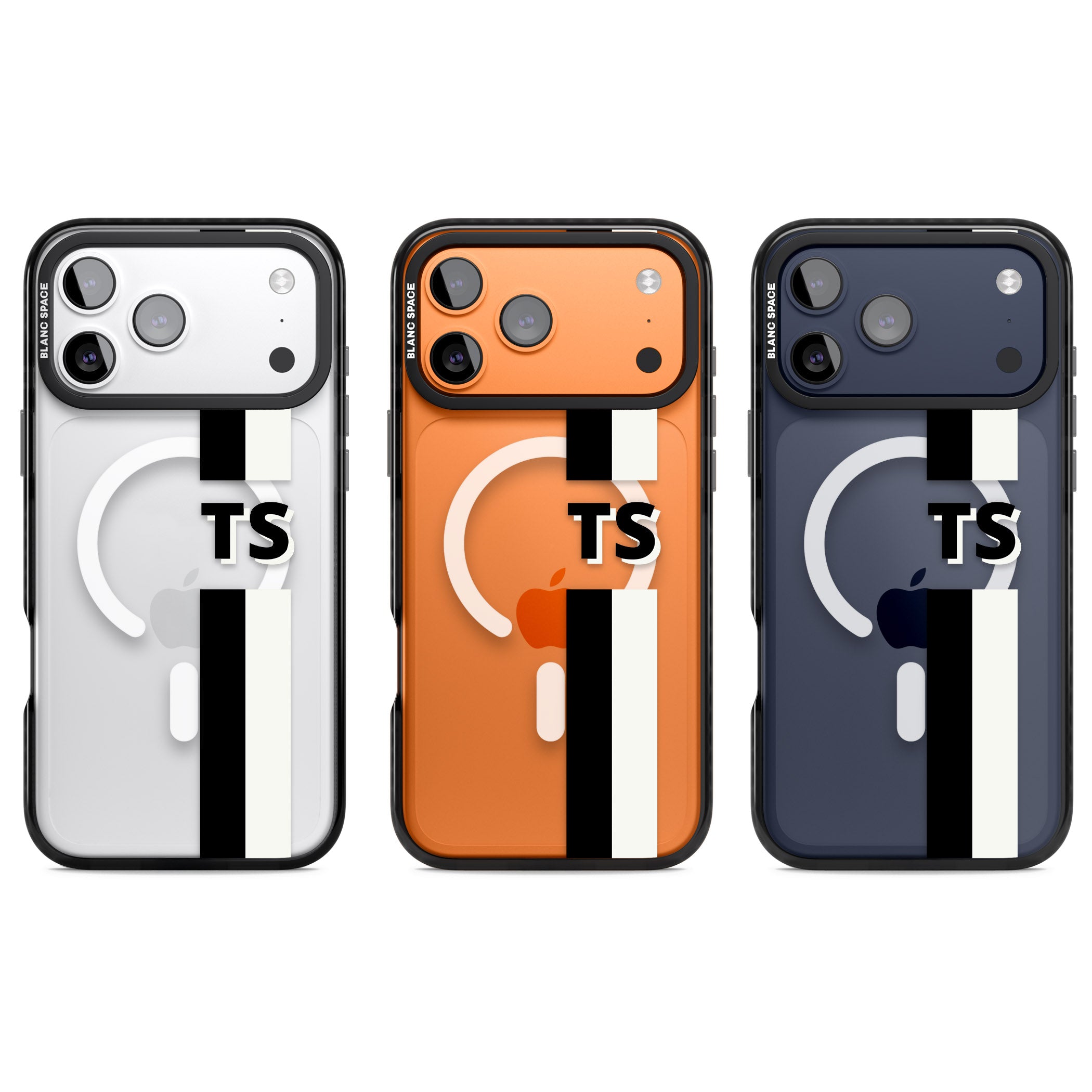 Personalised Black And White Stripe iPhone 17 Pro Impact Pro Black Phone Case APT Impact Protection