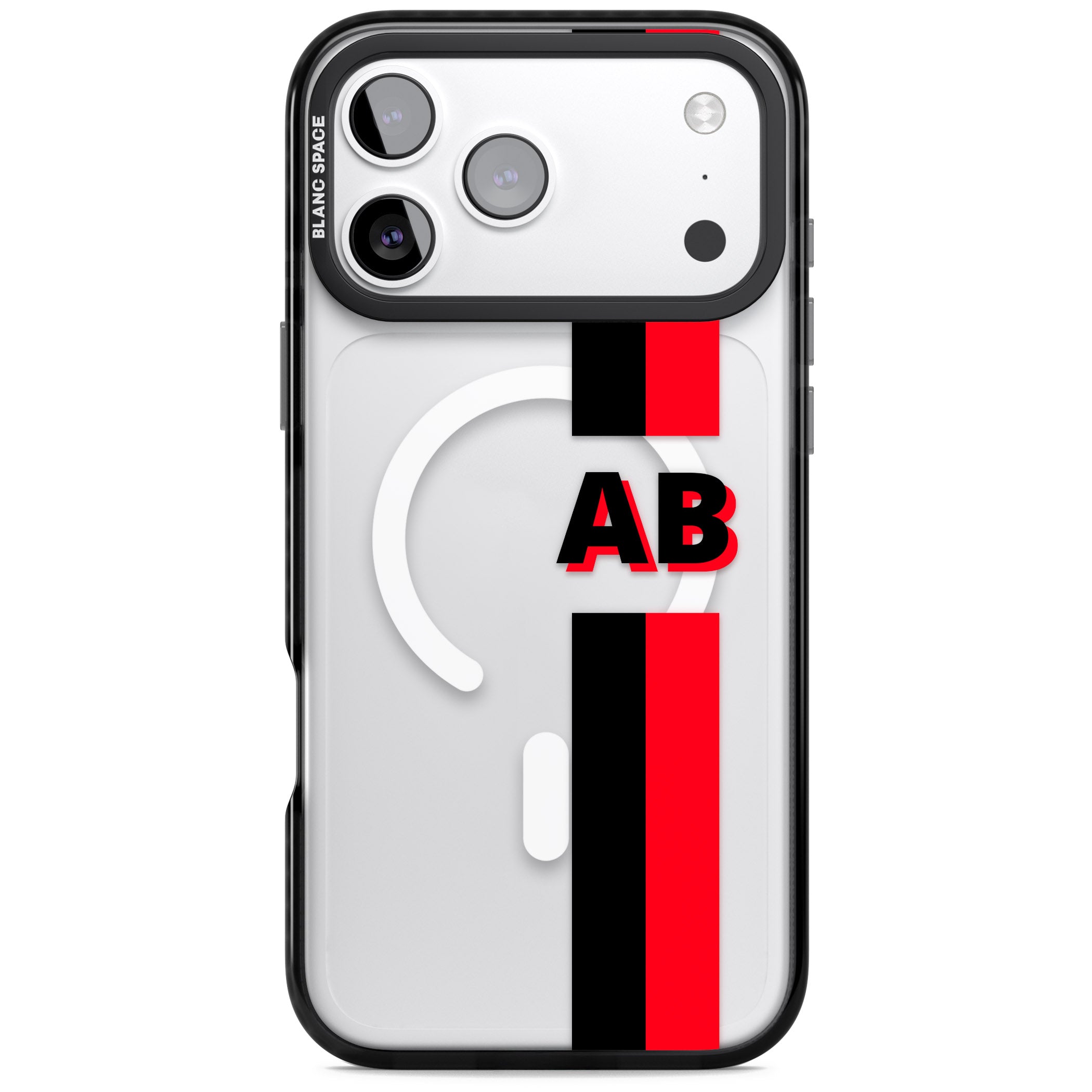 Personalised Bold Stripe iPhone 17 Pro Impact Pro Black Phone Case