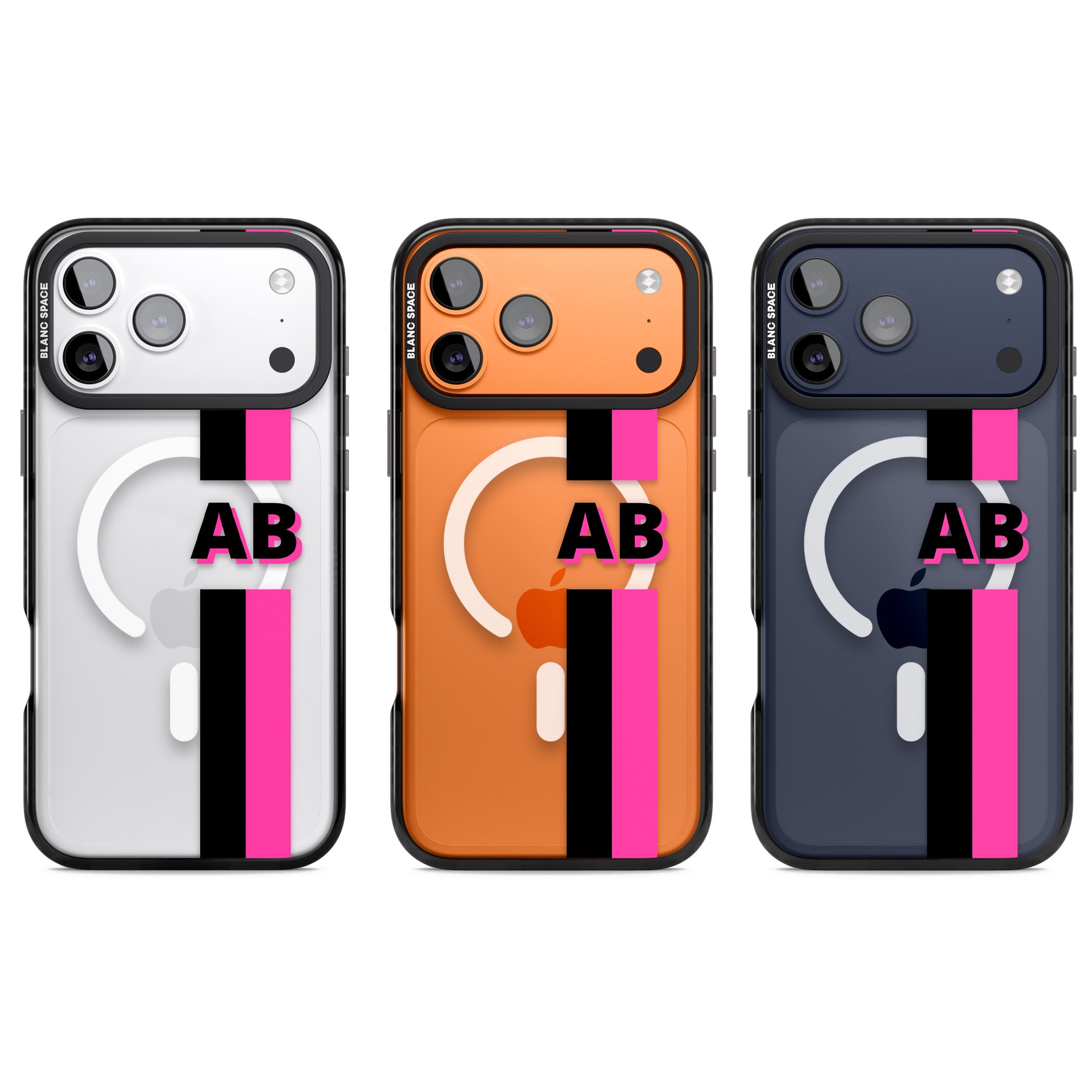 Personalised Bold Name Stripe iPhone 17 Pro Impact Pro Black Phone Case APT Impact Protection