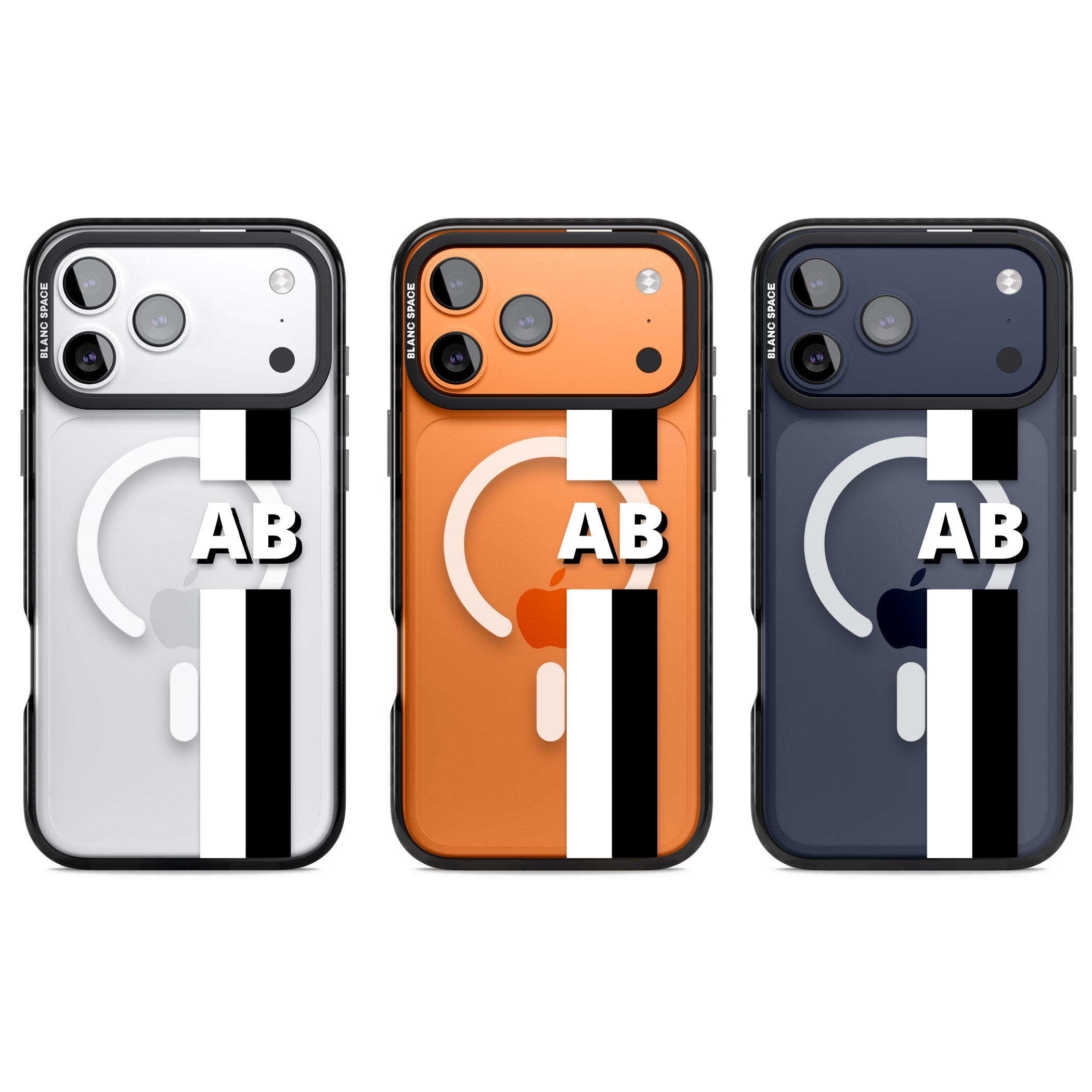 Personalised Bold Two Stripe Name iPhone 17 Pro Impact Pro Black Phone Case APT Impact Protection