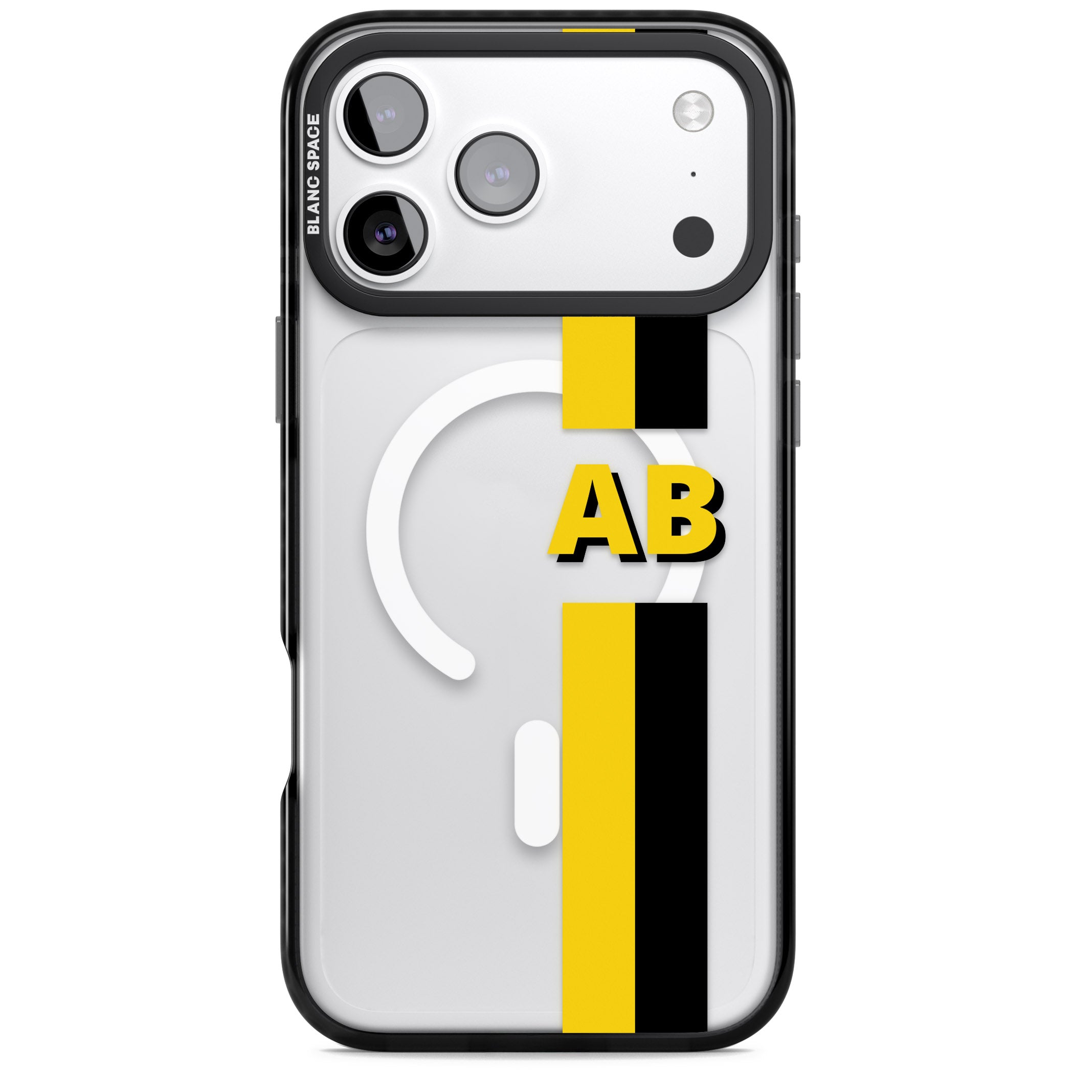 Personalised Bold Name Striped iPhone 17 Pro Impact Pro Black Phone Case