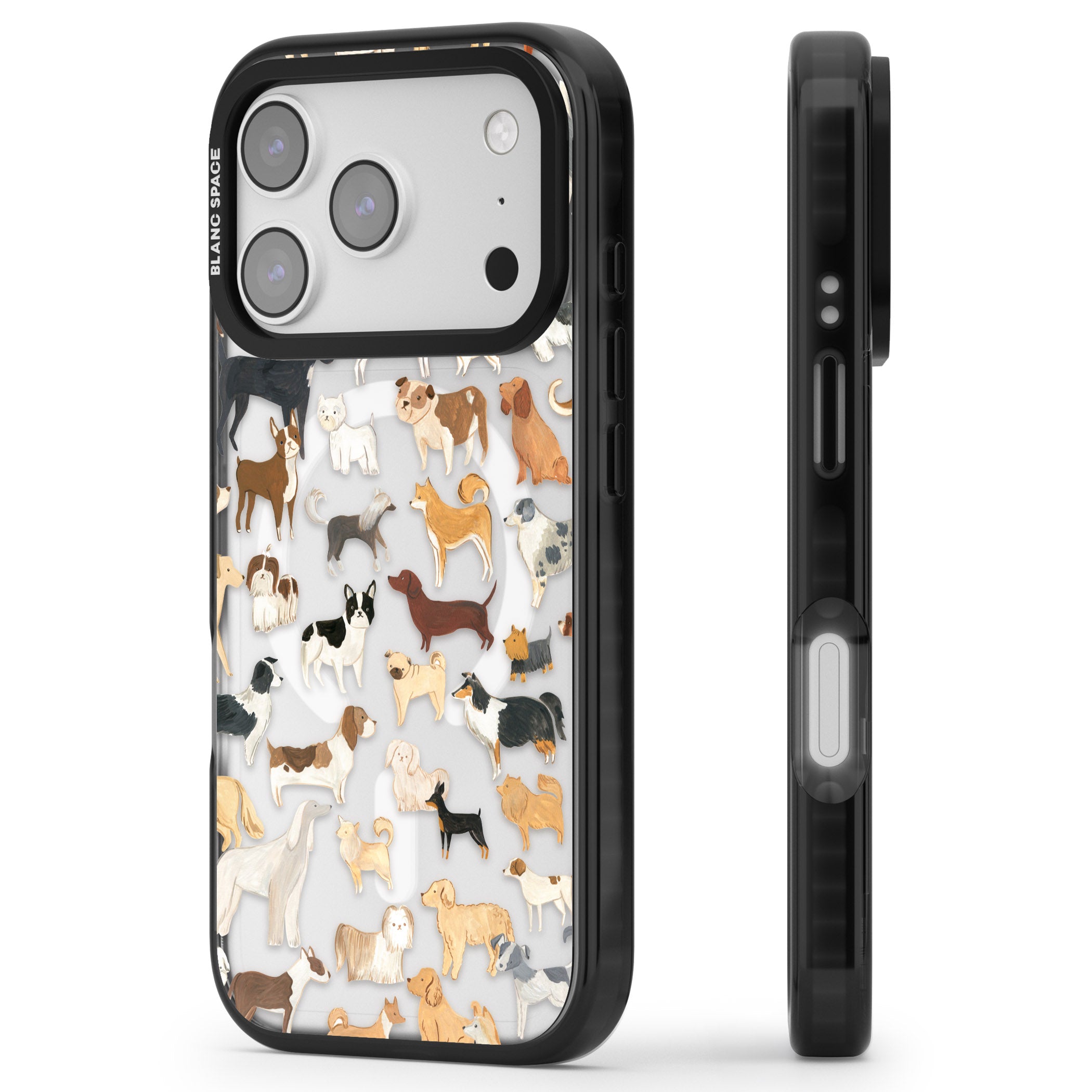 Hand Painted Dogs iPhone 17 Pro Max Impact Pro Black Phone Case Side Profile