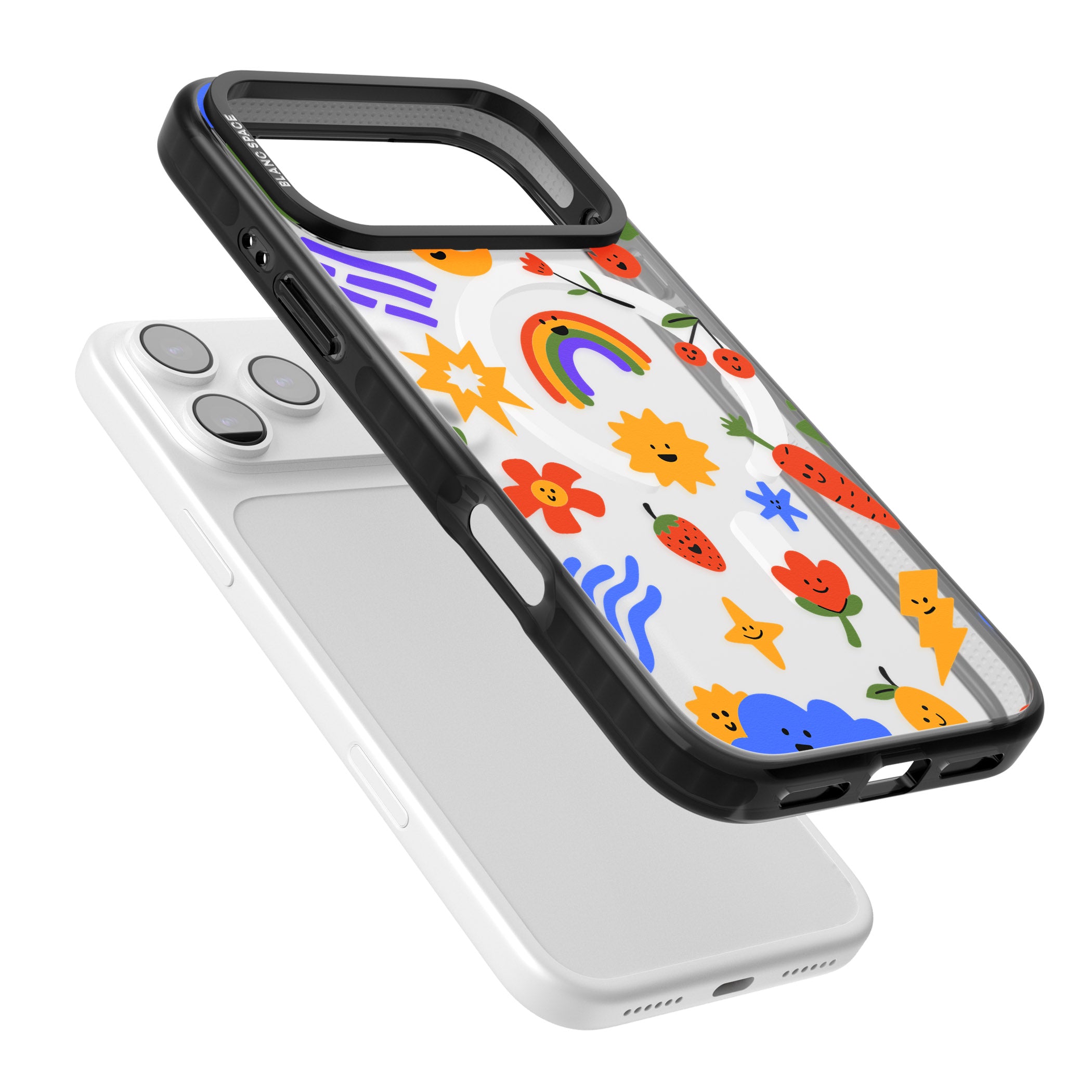 Colorful Kawaii Icons iPhone 17 Pro Max Impact Pro Black Phone Case Colours