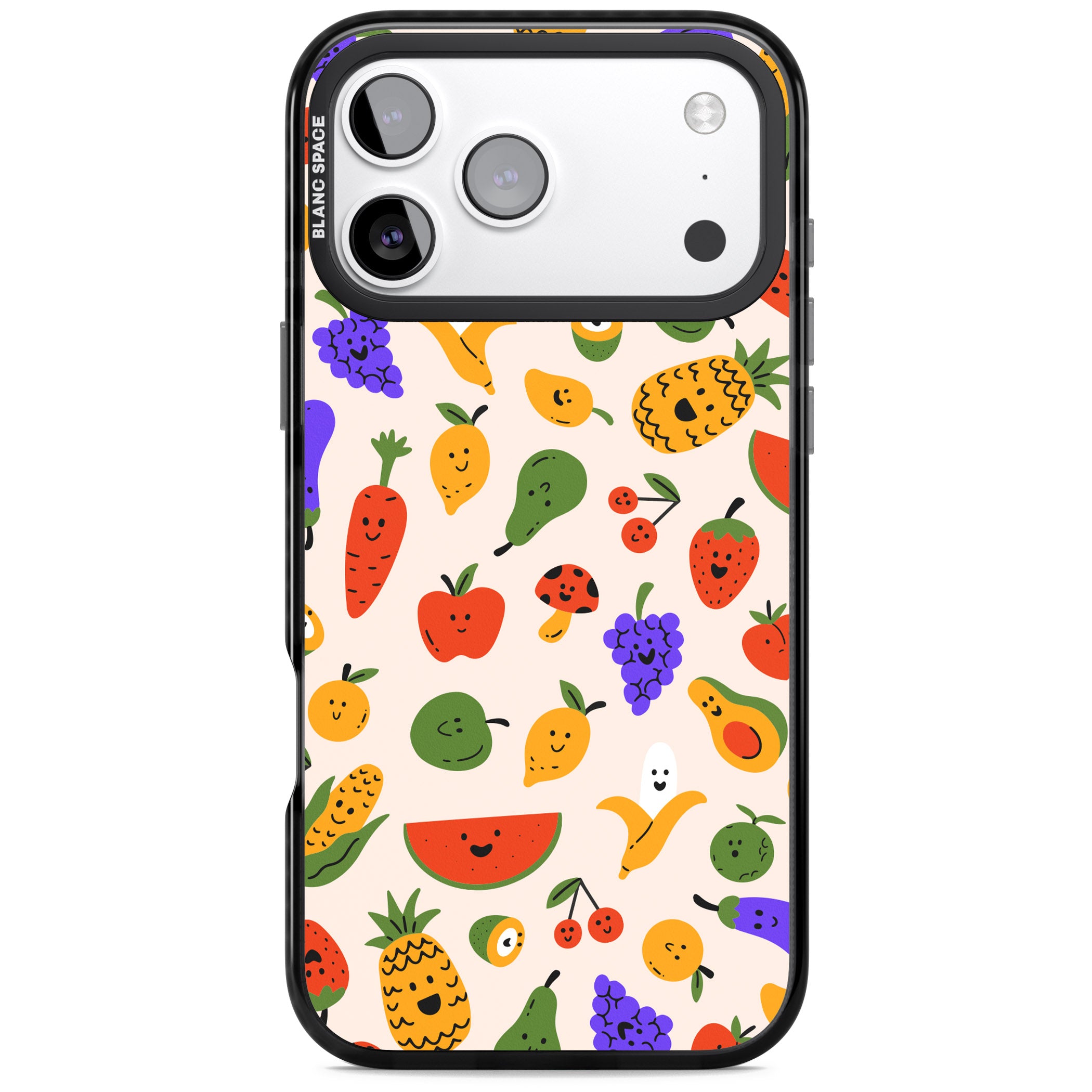 Kawaii Fruit iPhone 17 Pro Impact Pro Black Phone Case