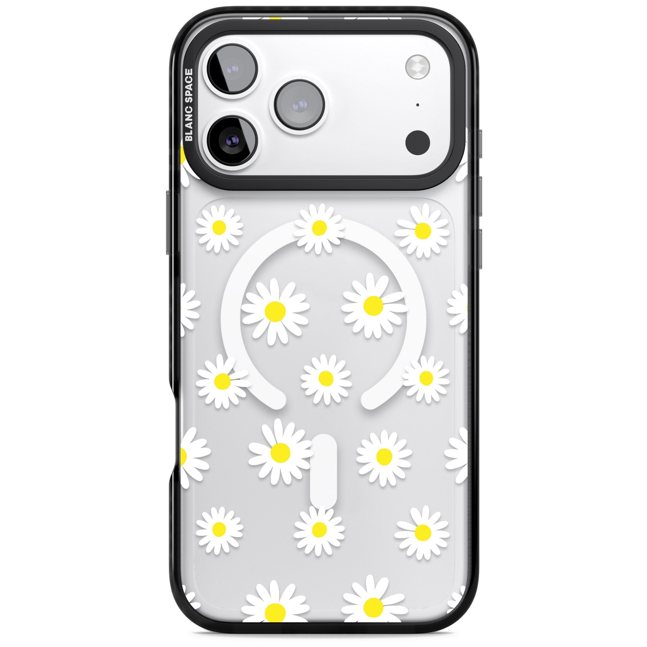 Personalised White Daisy Pattern iPhone 17 Pro Max Impact Pro Black Phone Case