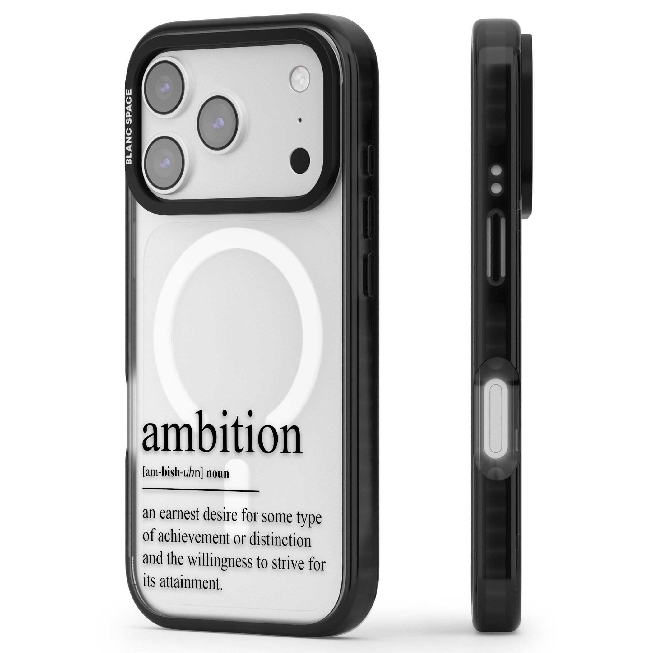 Ambition iPhone 17 Pro Impact Pro Black Phone Case Side Profile