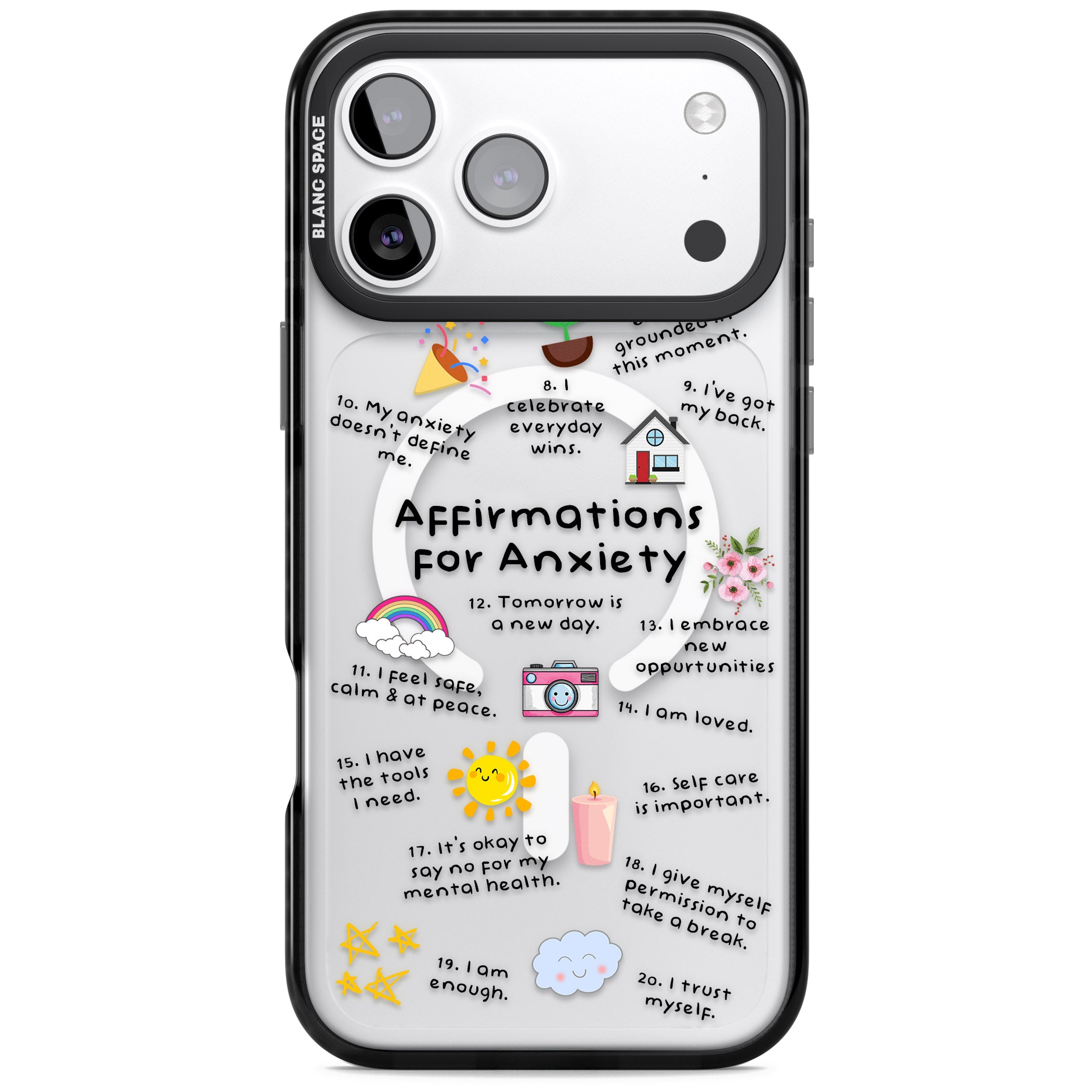 Anxiety Black Text iPhone 17 Pro Max Impact Pro Black Phone Case
