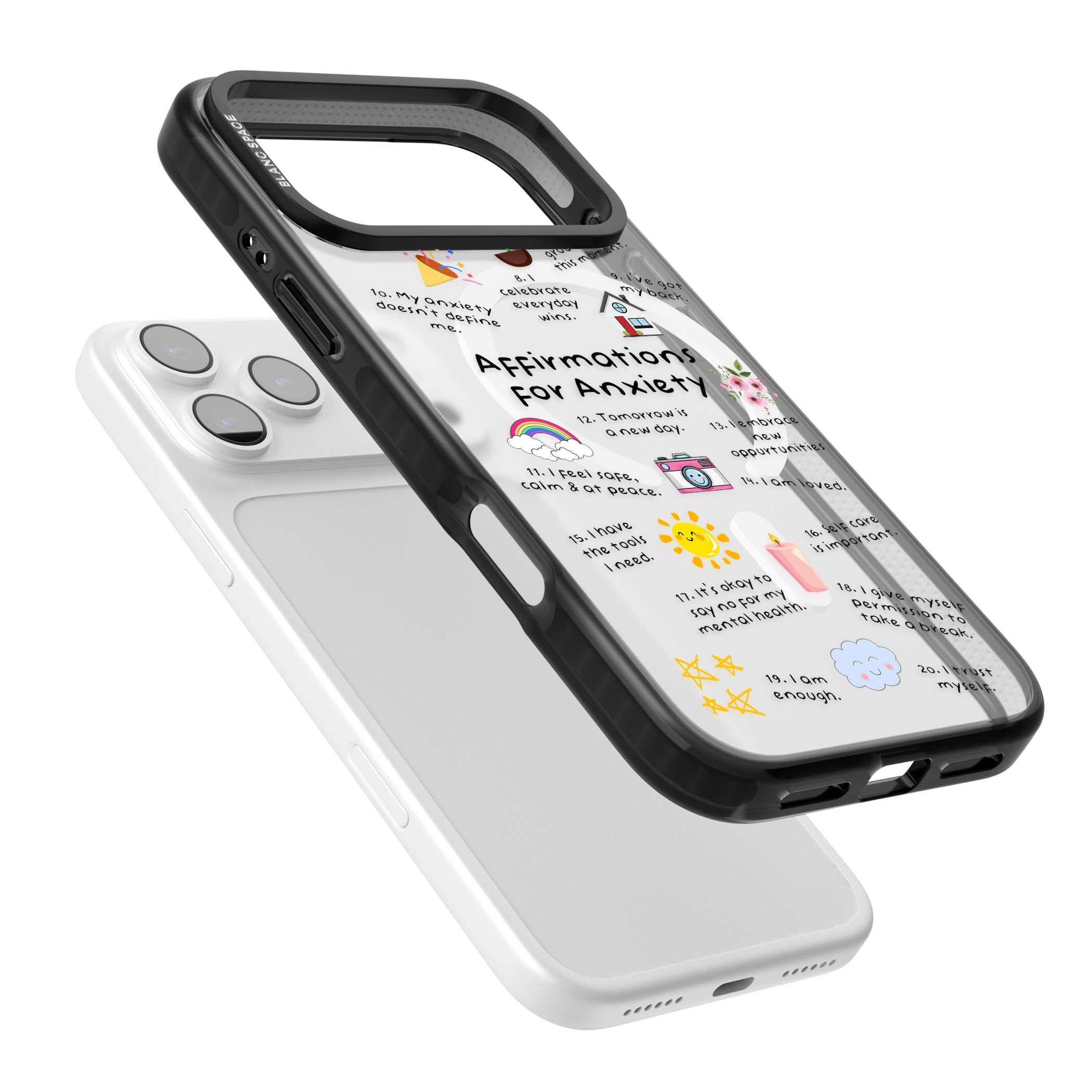 Anxiety Black Text iPhone 17 Pro Max Impact Pro Black Phone Case Colours