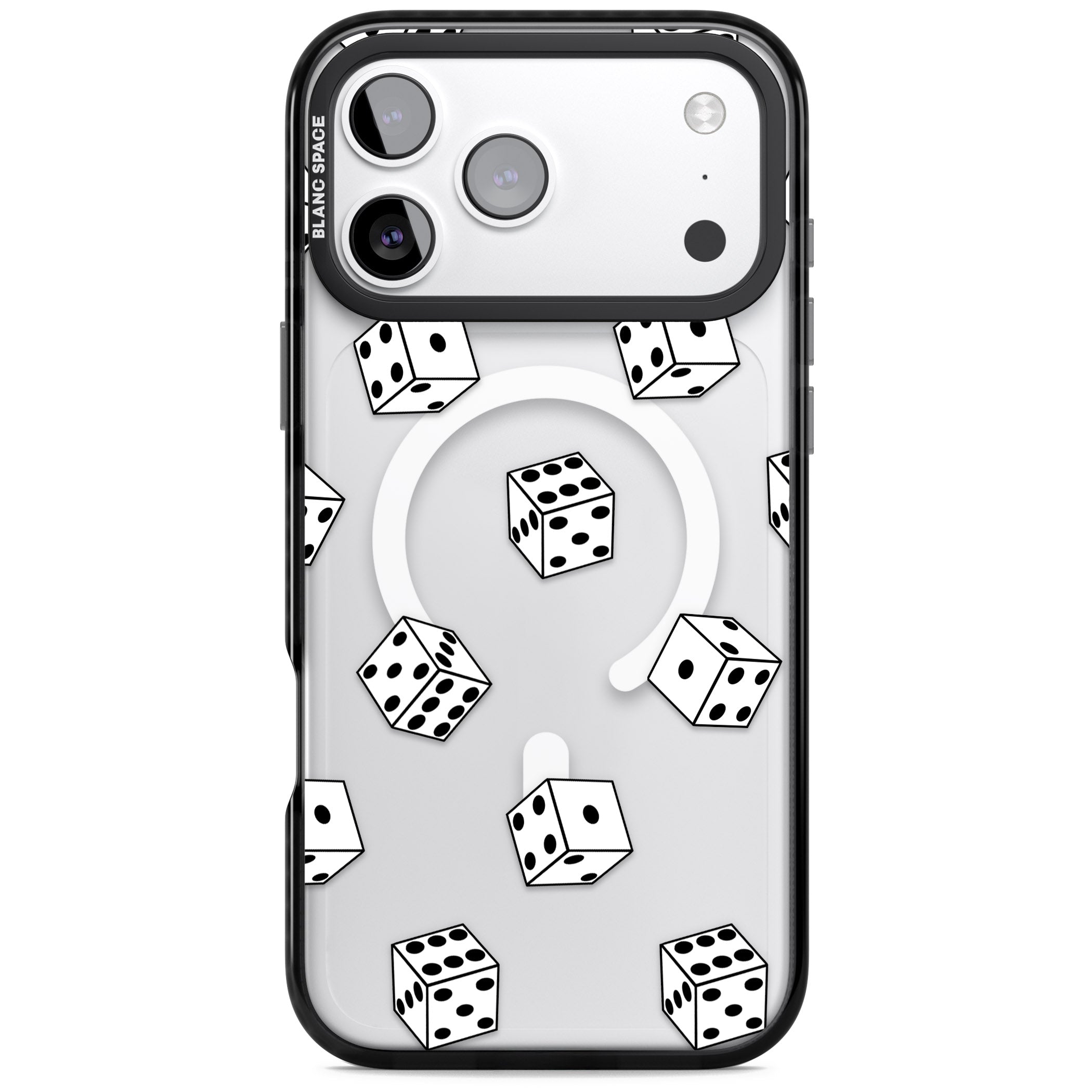 Clear Dice Pattern iPhone 17 Pro Impact Pro Black Phone Case