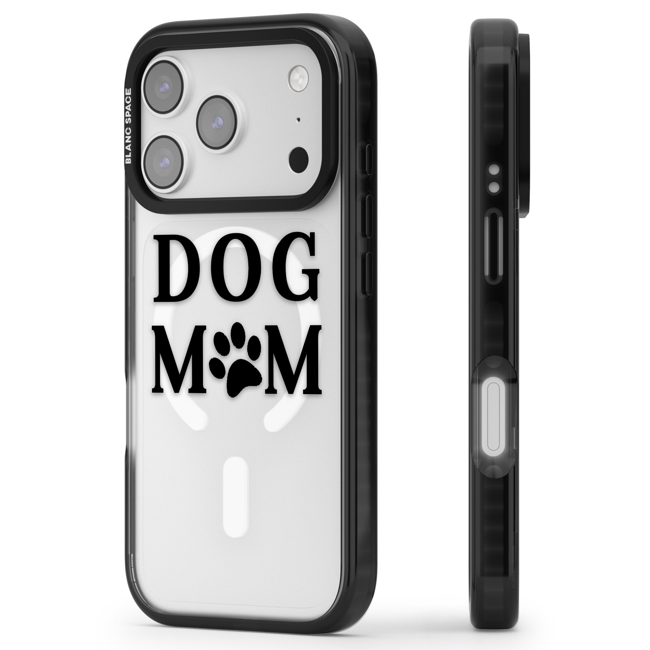 Dog Mom iPhone 17 Pro Impact Pro Black Phone Case Side Profile