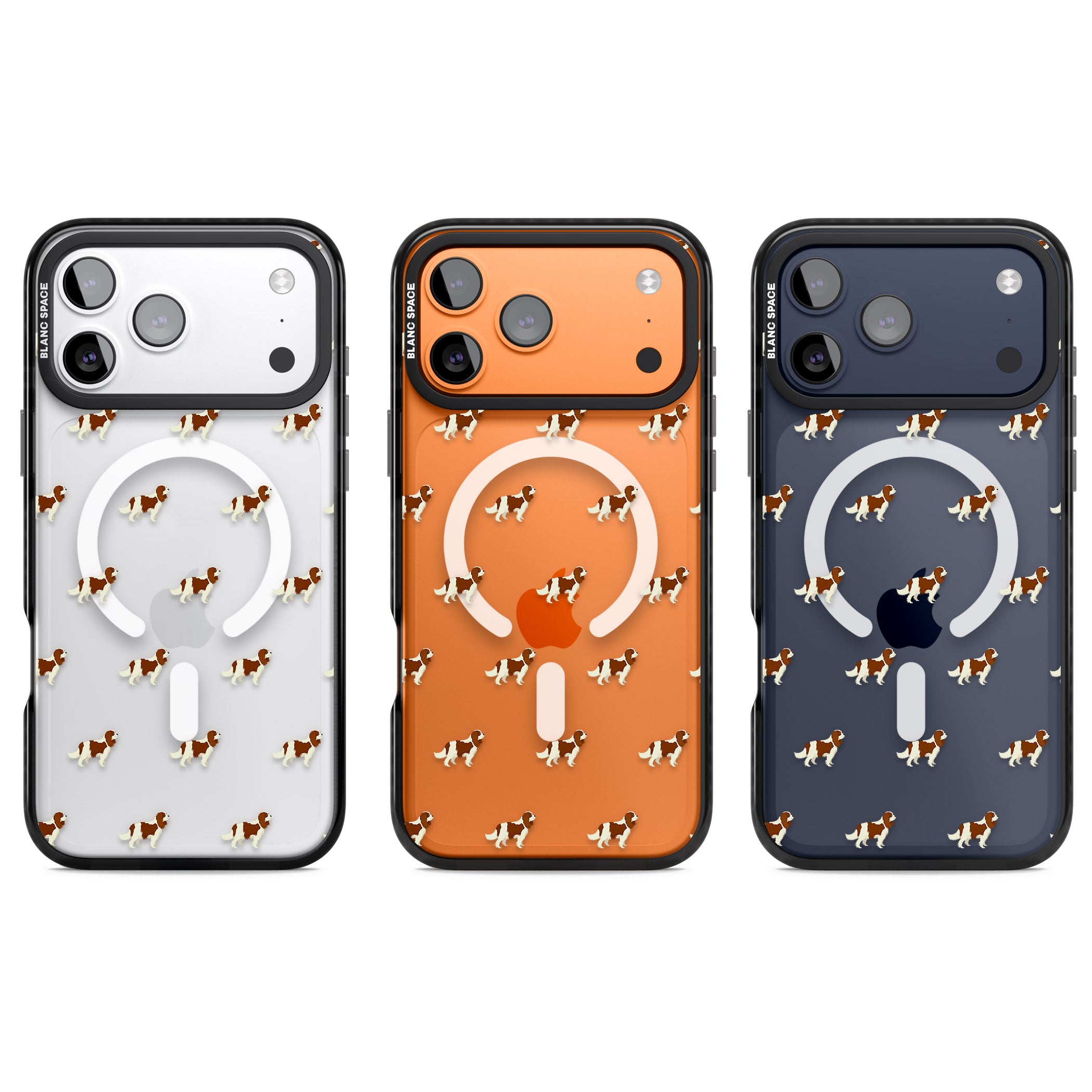 Cavalier King Charles Dog Pattern iPhone 17 Pro Impact Pro Black Phone Case APT Impact Protection
