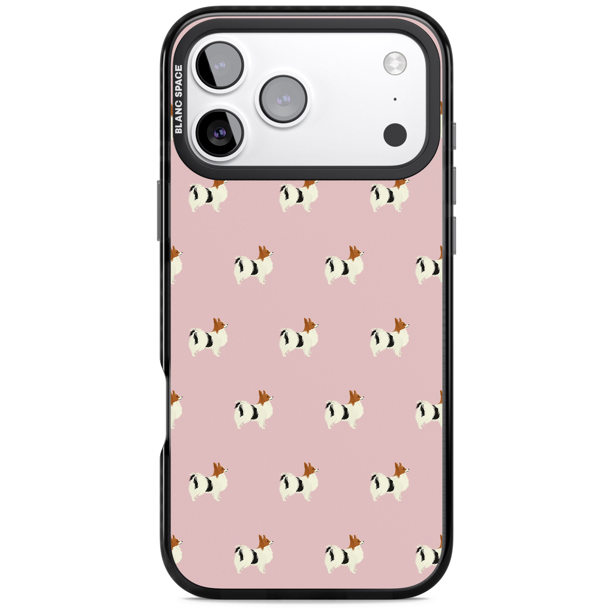 Papillon Dog Pattern iPhone 17 Pro Impact Pro Black Phone Case