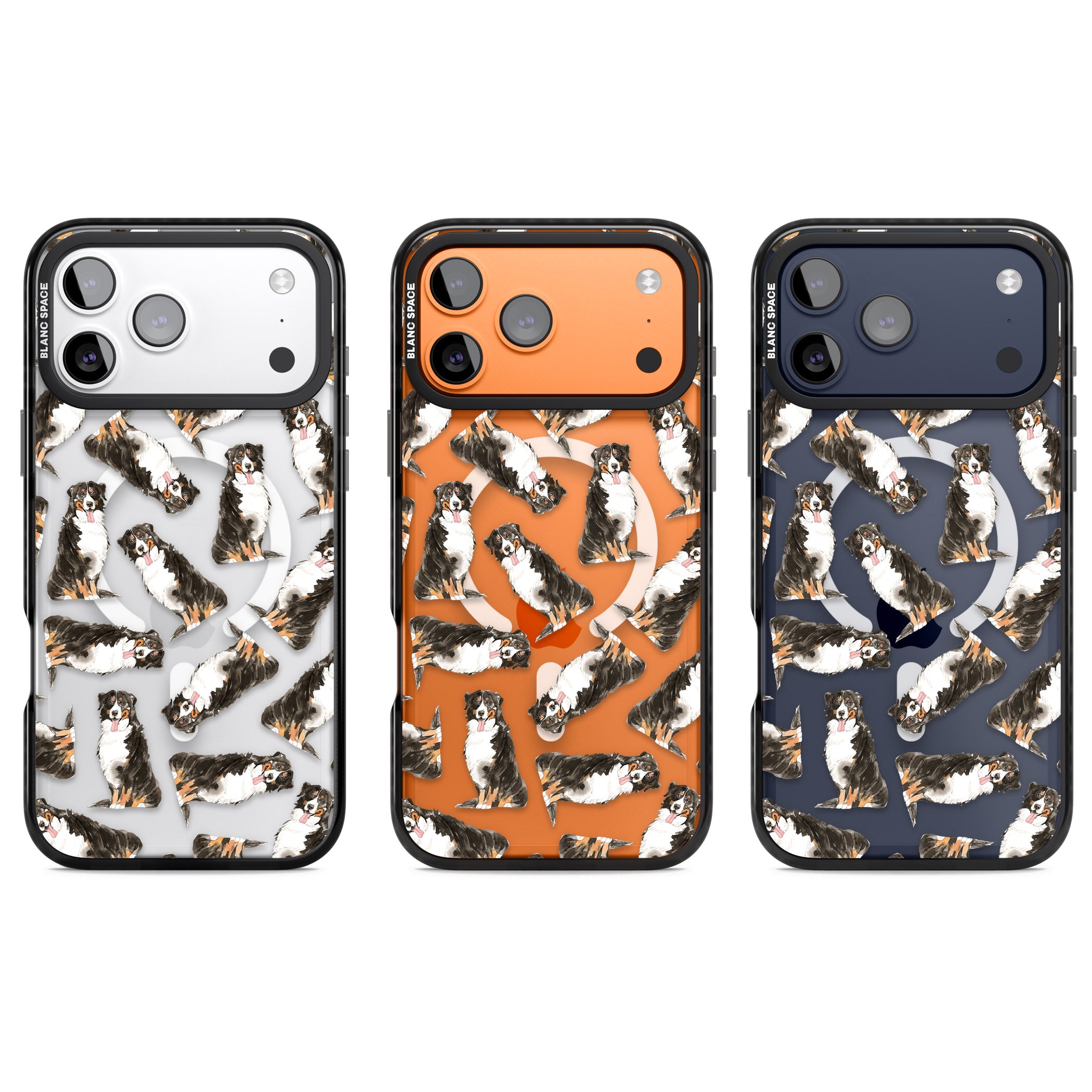 Bernese Mountain Dog Pattern iPhone 17 Pro Impact Pro Black Phone Case APT Impact Protection