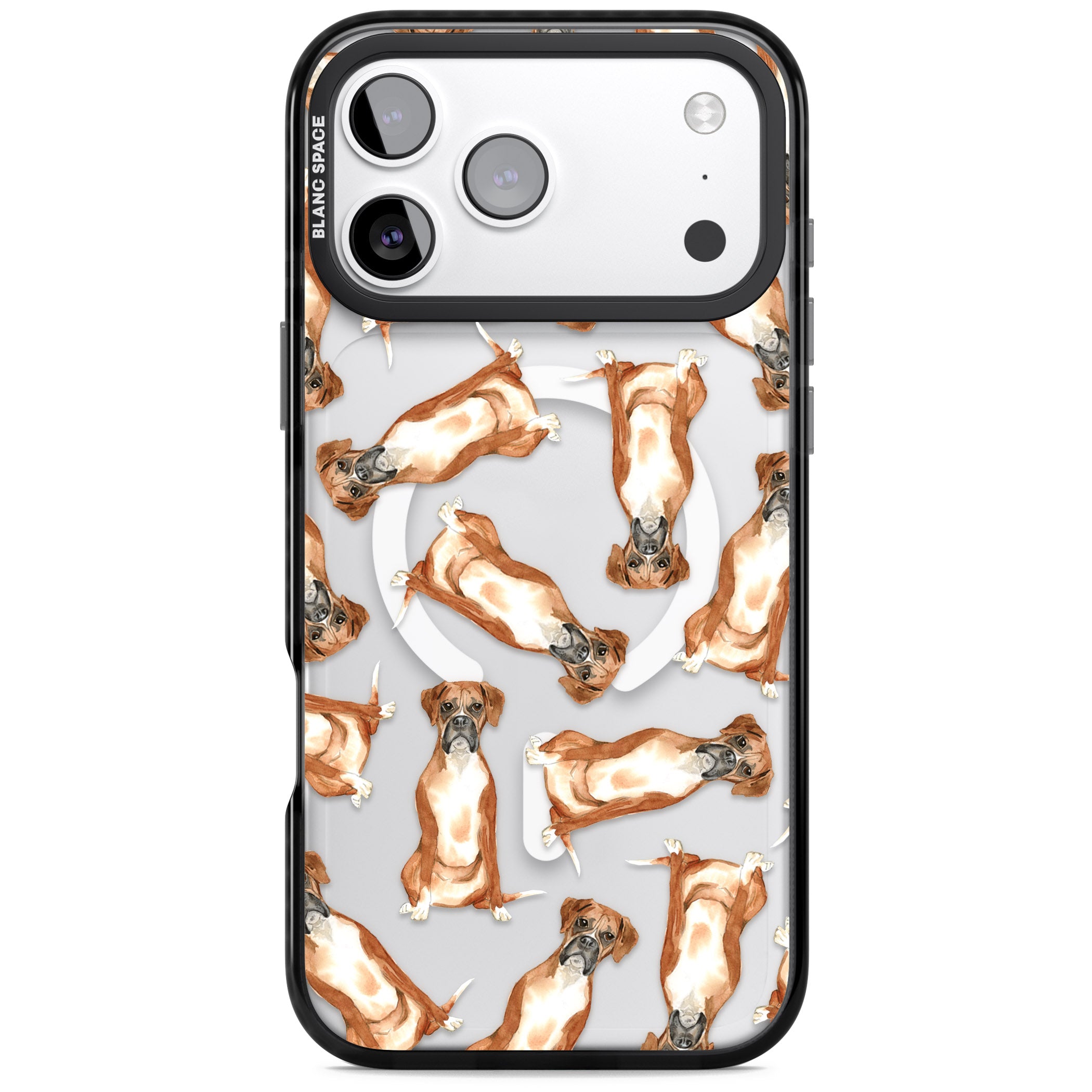 Boxer Watercolor Dog Pattern iPhone 17 Pro Max Impact Pro Black Phone Case