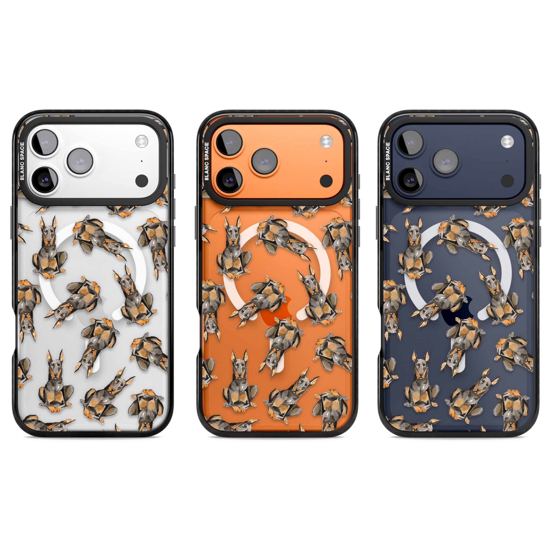 Doberman Watercolor Dog iPhone 17 Pro Impact Pro Black Phone Case APT Impact Protection