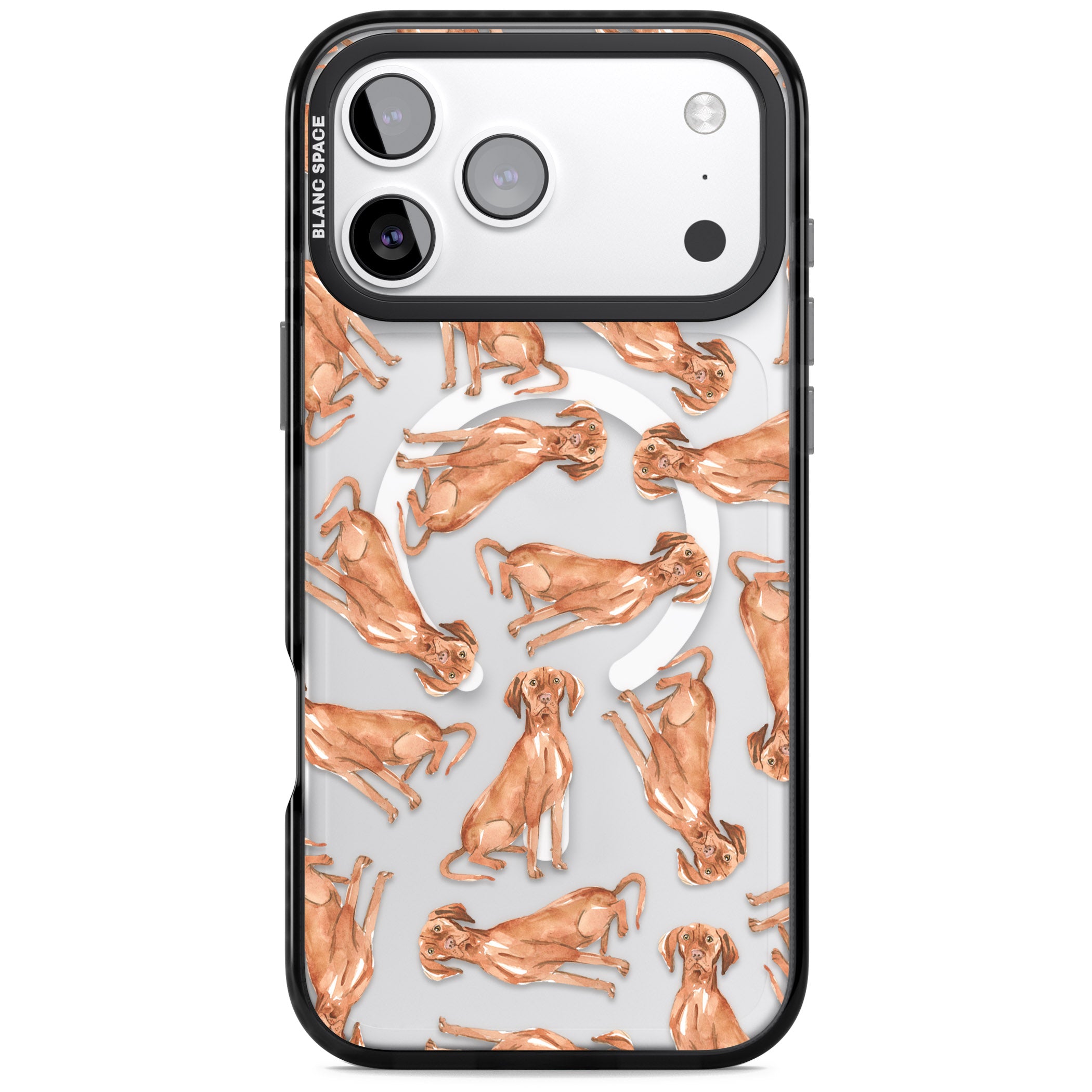 Hungarian Vizsla Watercolor Pattern iPhone 17 Pro Max Impact Pro Black Phone Case