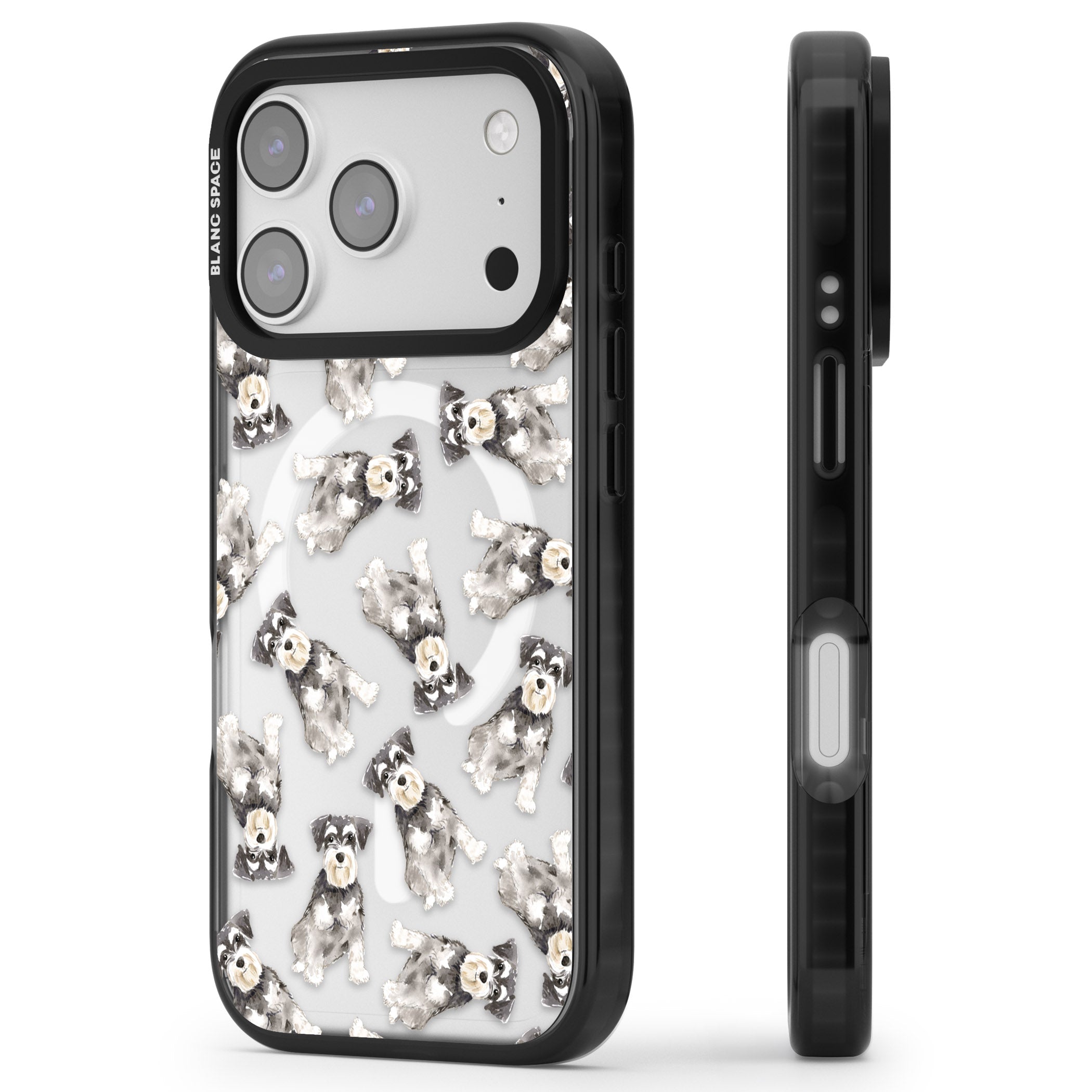 Miniature Schnauzer Watercolor iPhone 17 Pro Max Impact Pro Black Phone Case Side Profile