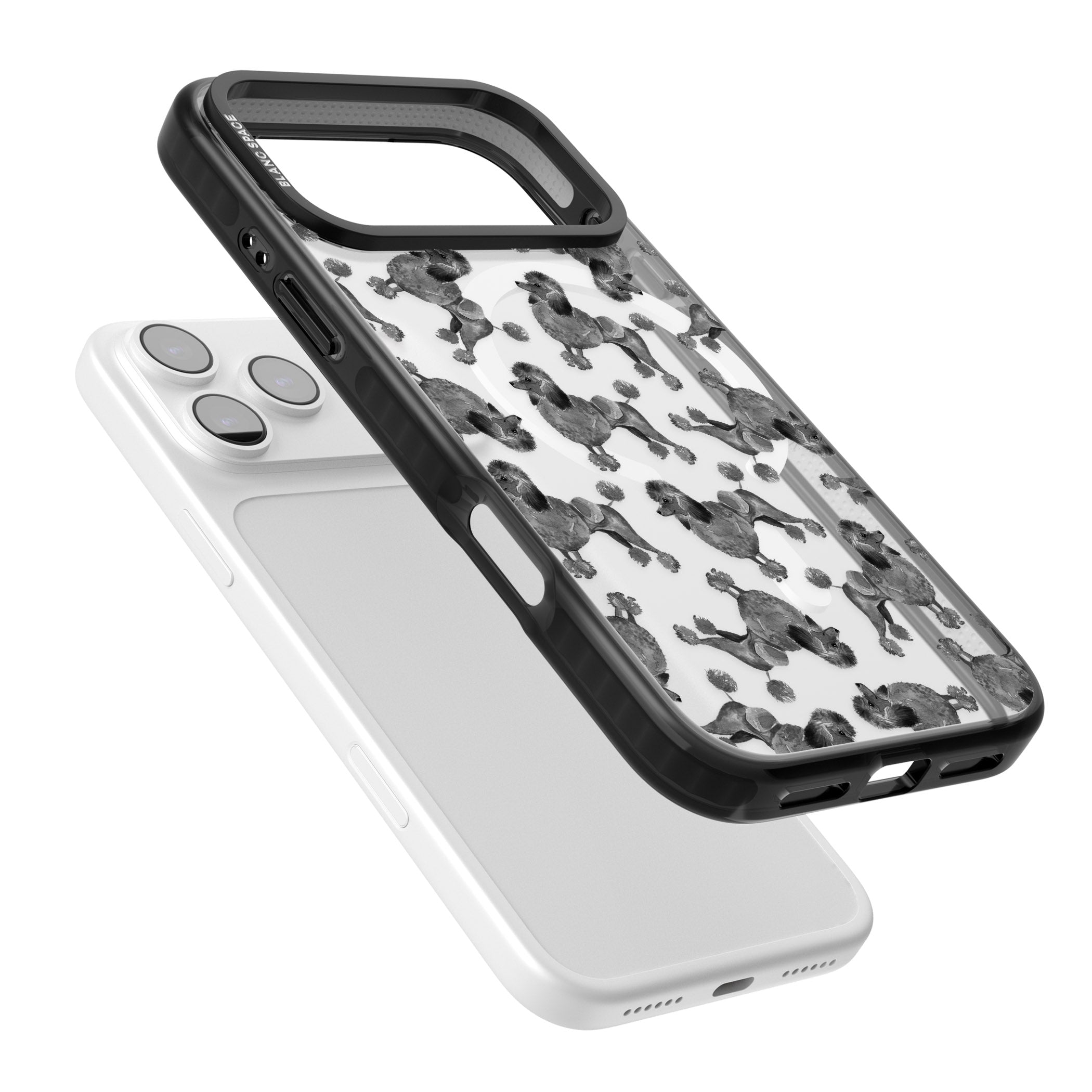 Poodle Pattern iPhone 17 Pro Impact Pro Black Phone Case Colours