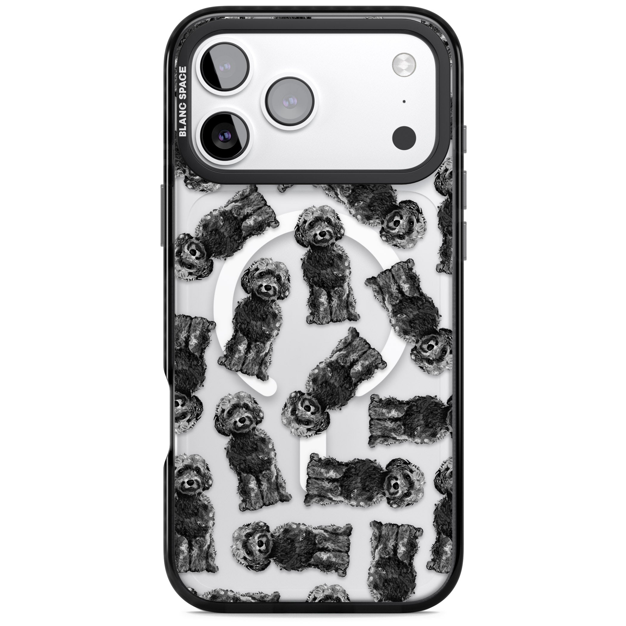 Black Cockapoo Watercolor iPhone 17 Pro Impact Pro Black Phone Case
