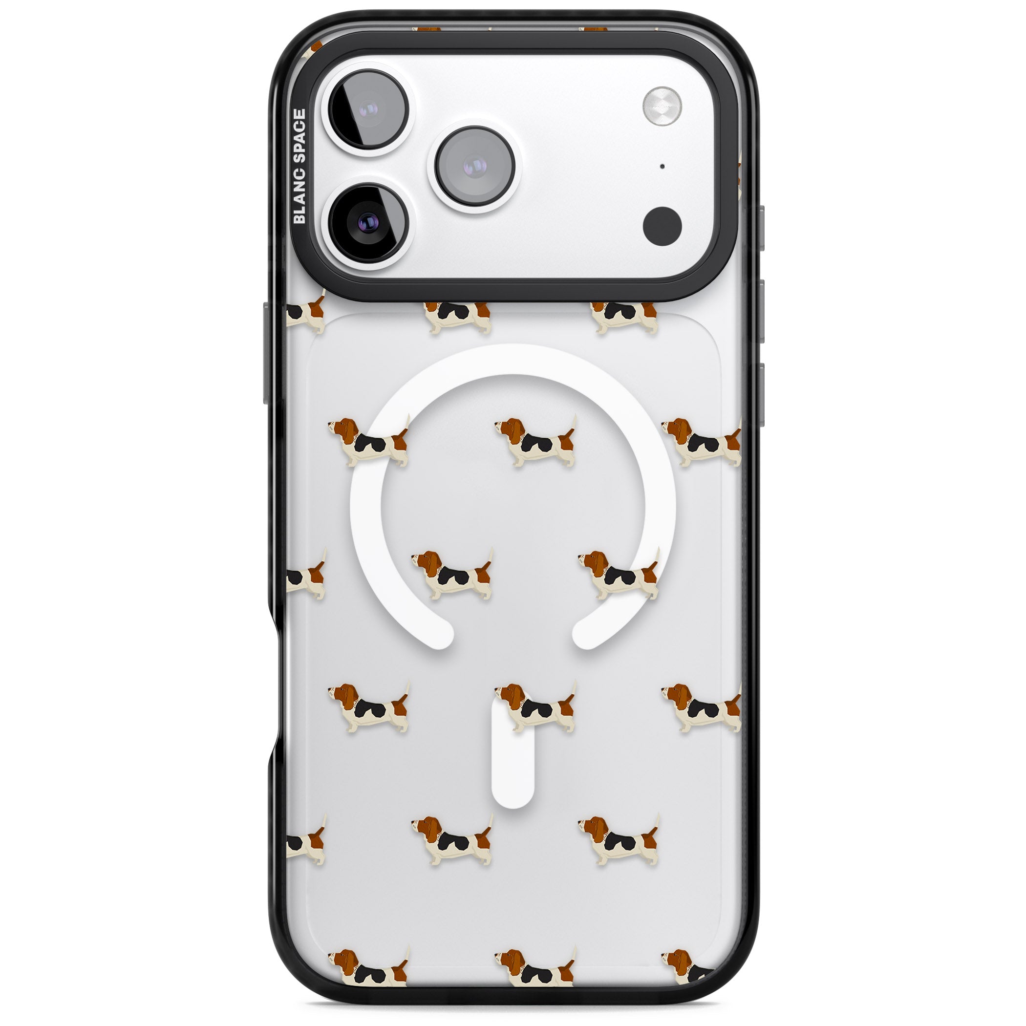 Basset Hound Pattern iPhone 17 Pro Max Impact Pro Black Phone Case
