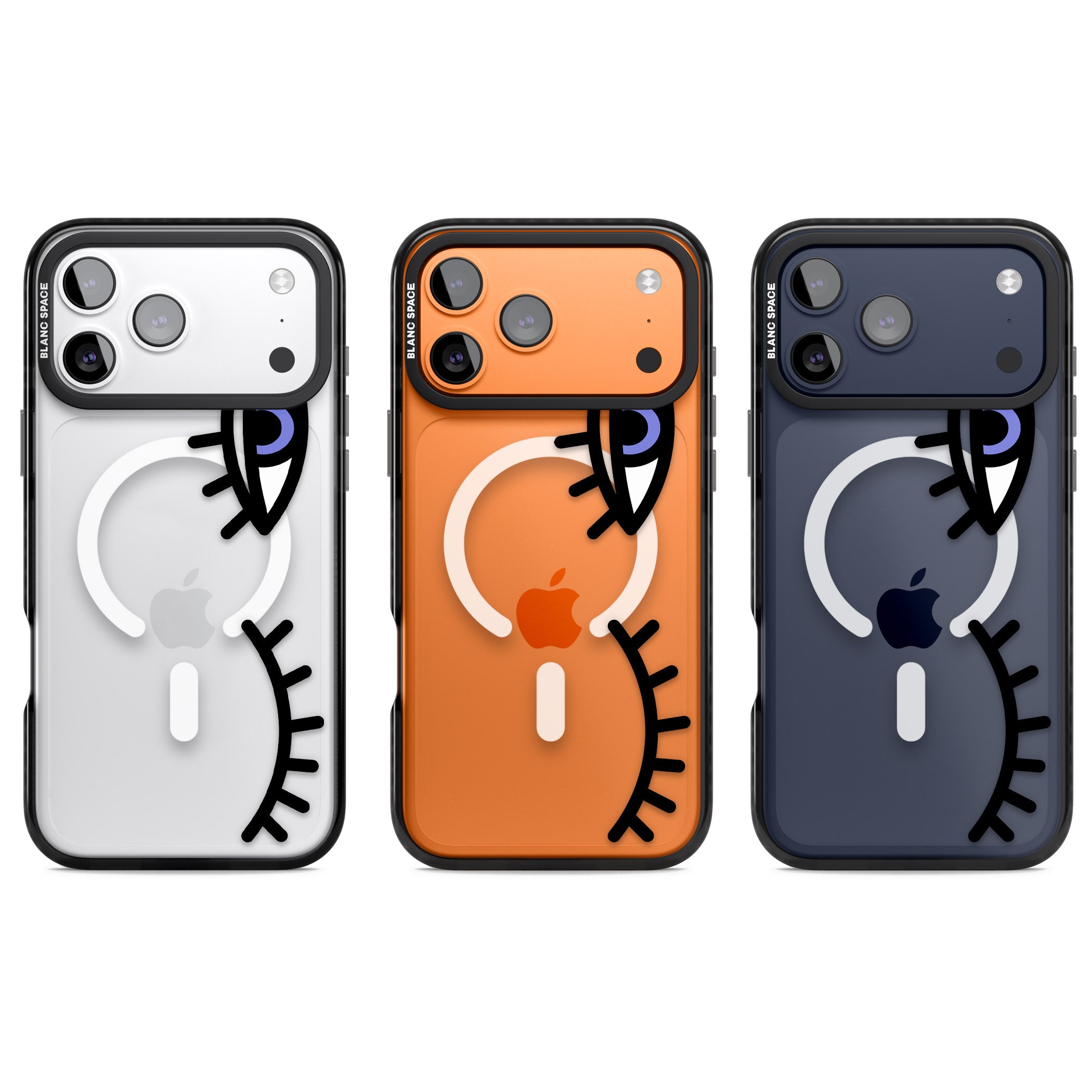 Winking Eyes Transparent Pattern iPhone 17 Pro Impact Pro Black Phone Case APT Impact Protection