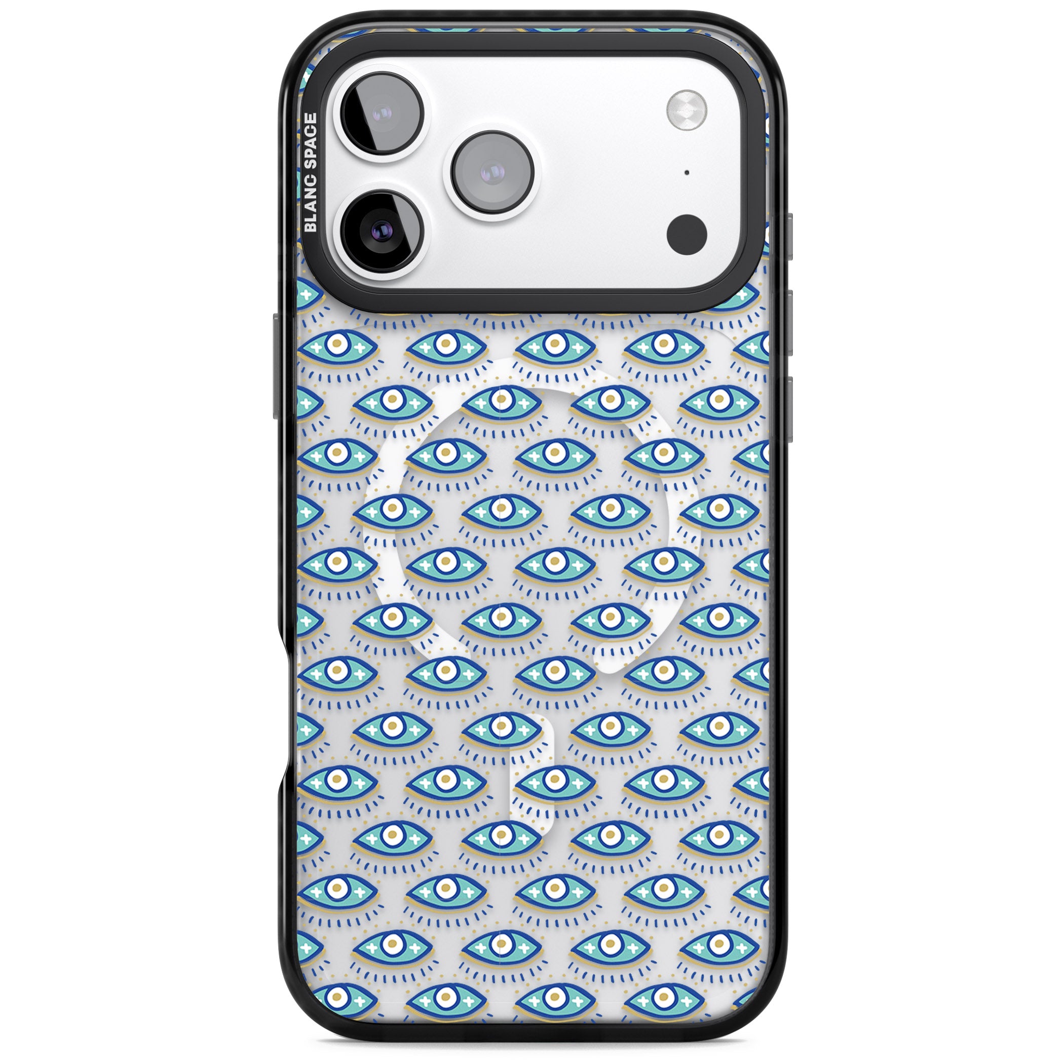 Psychedelic Eyes Pattern Color iPhone 17 Pro Impact Pro Black Phone Case