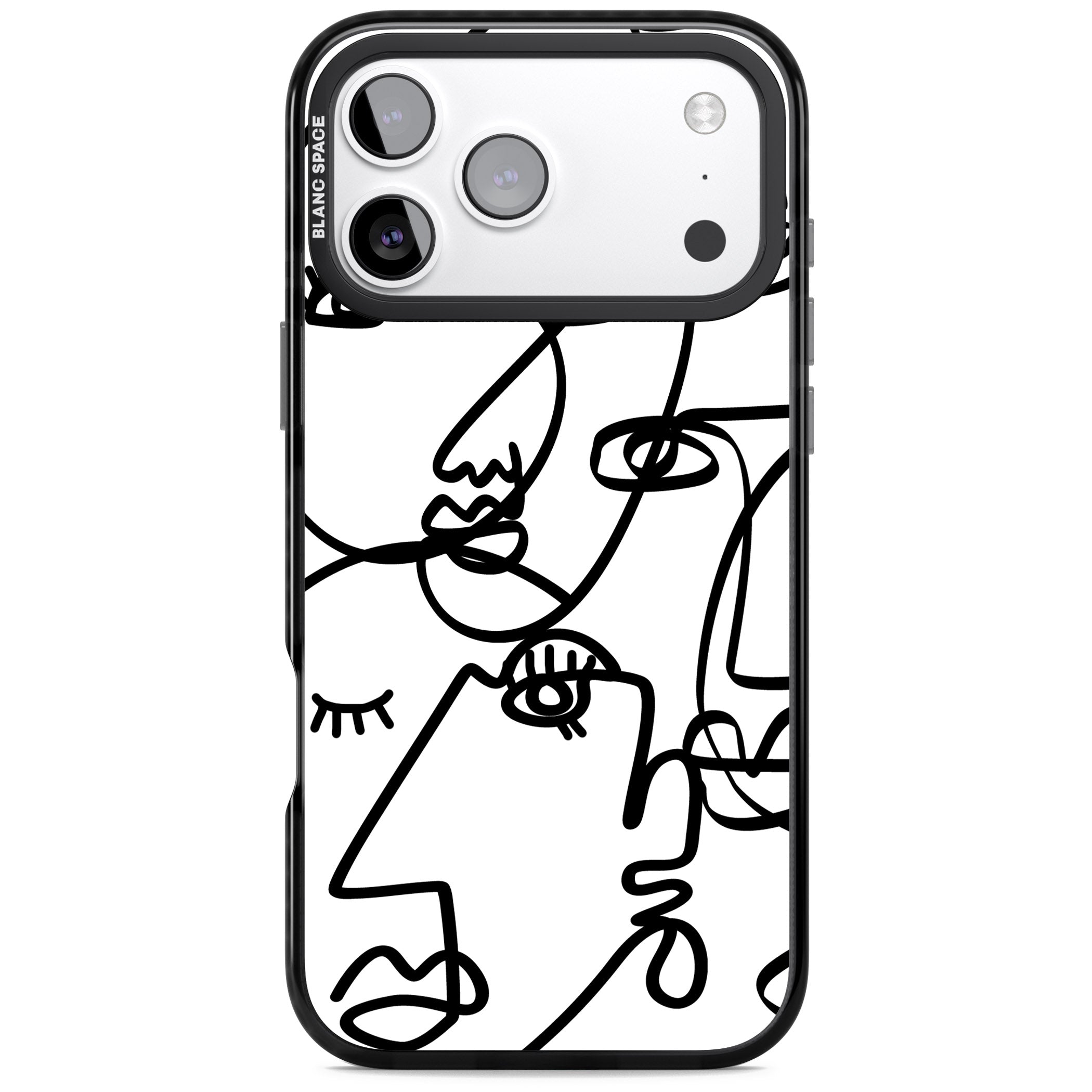 Abstract Line Art Black White iPhone 17 Pro Impact Pro Black Phone Case