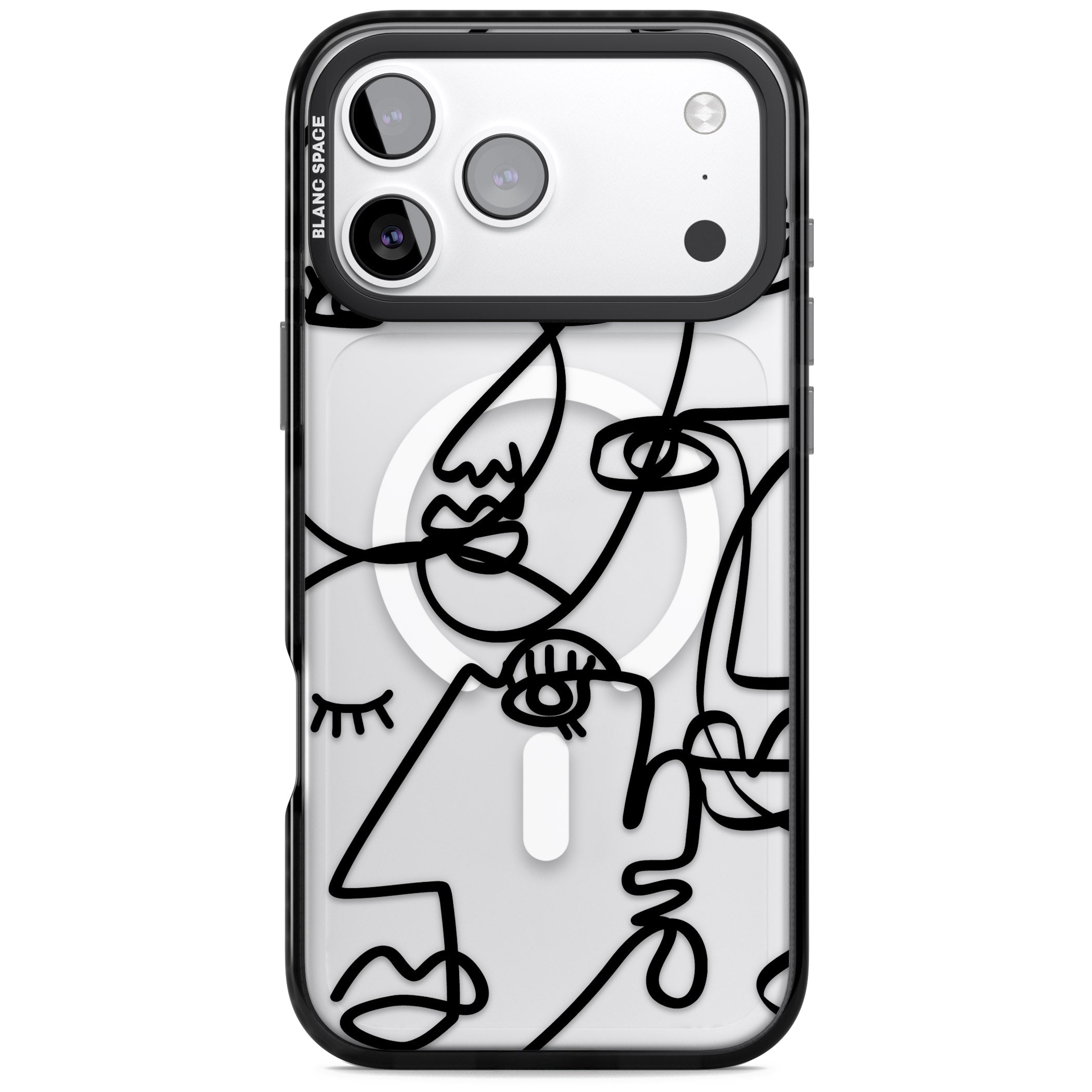 Abstract Line Art Black Clear iPhone 17 Pro Impact Pro Black Phone Case