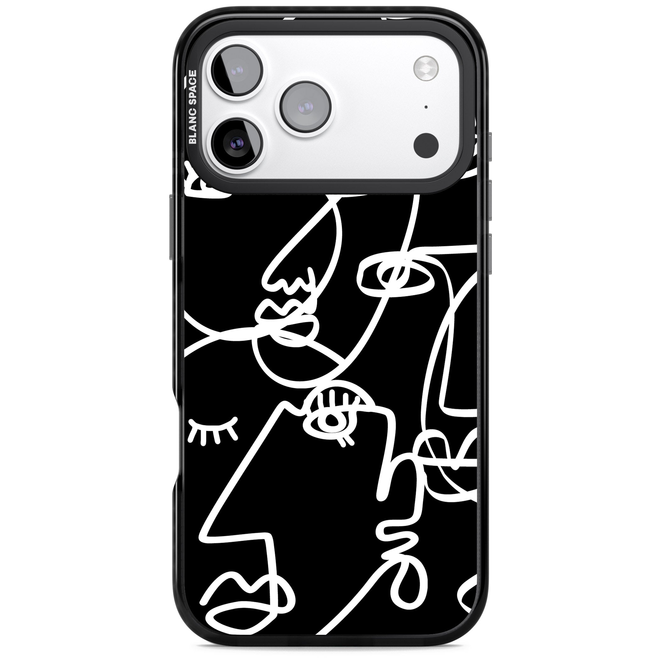 Abstract Line Art White Black iPhone 17 Pro Max Impact Pro Black Phone Case