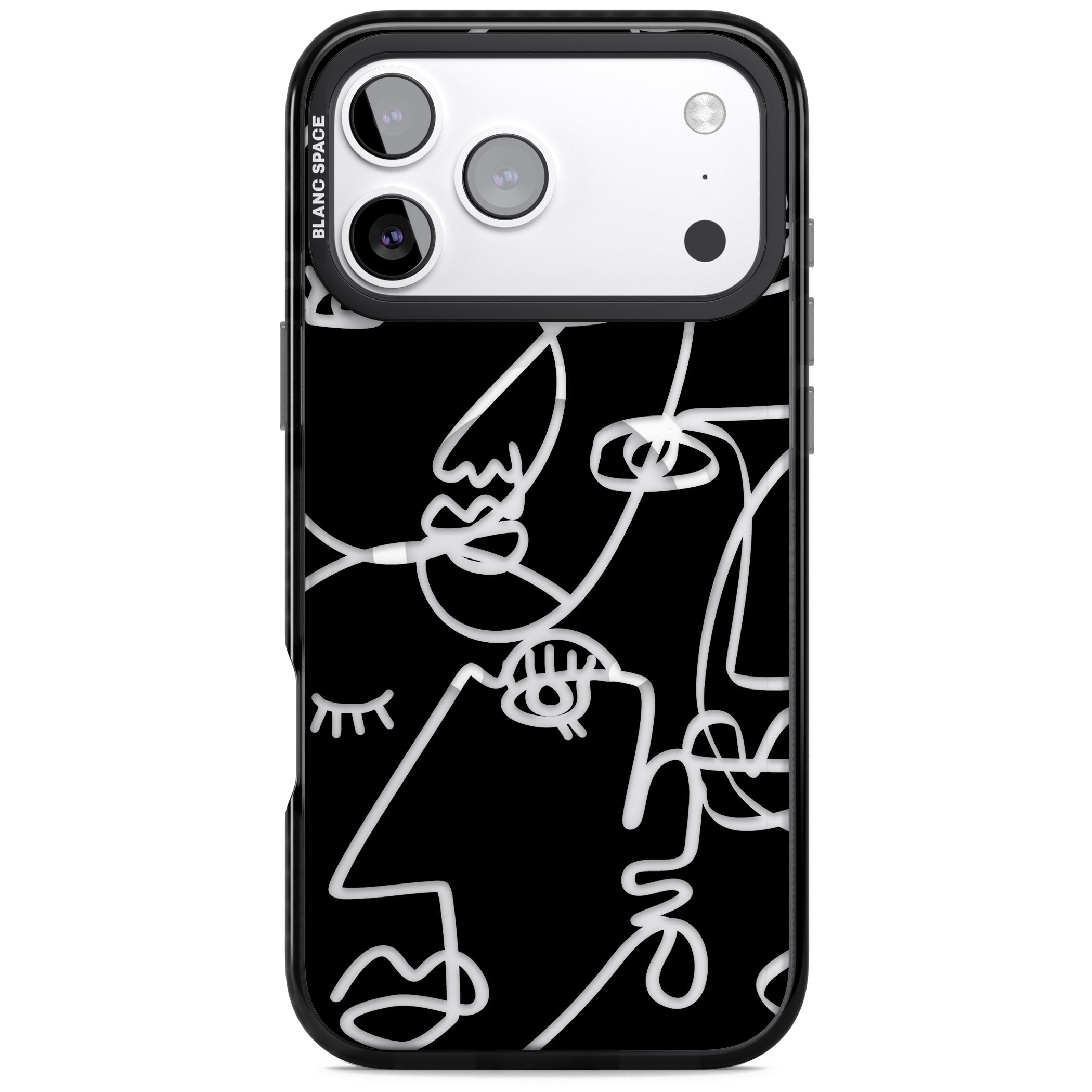 Abstract Line Art Clear Black iPhone 17 Pro Max Impact Pro Black Phone Case