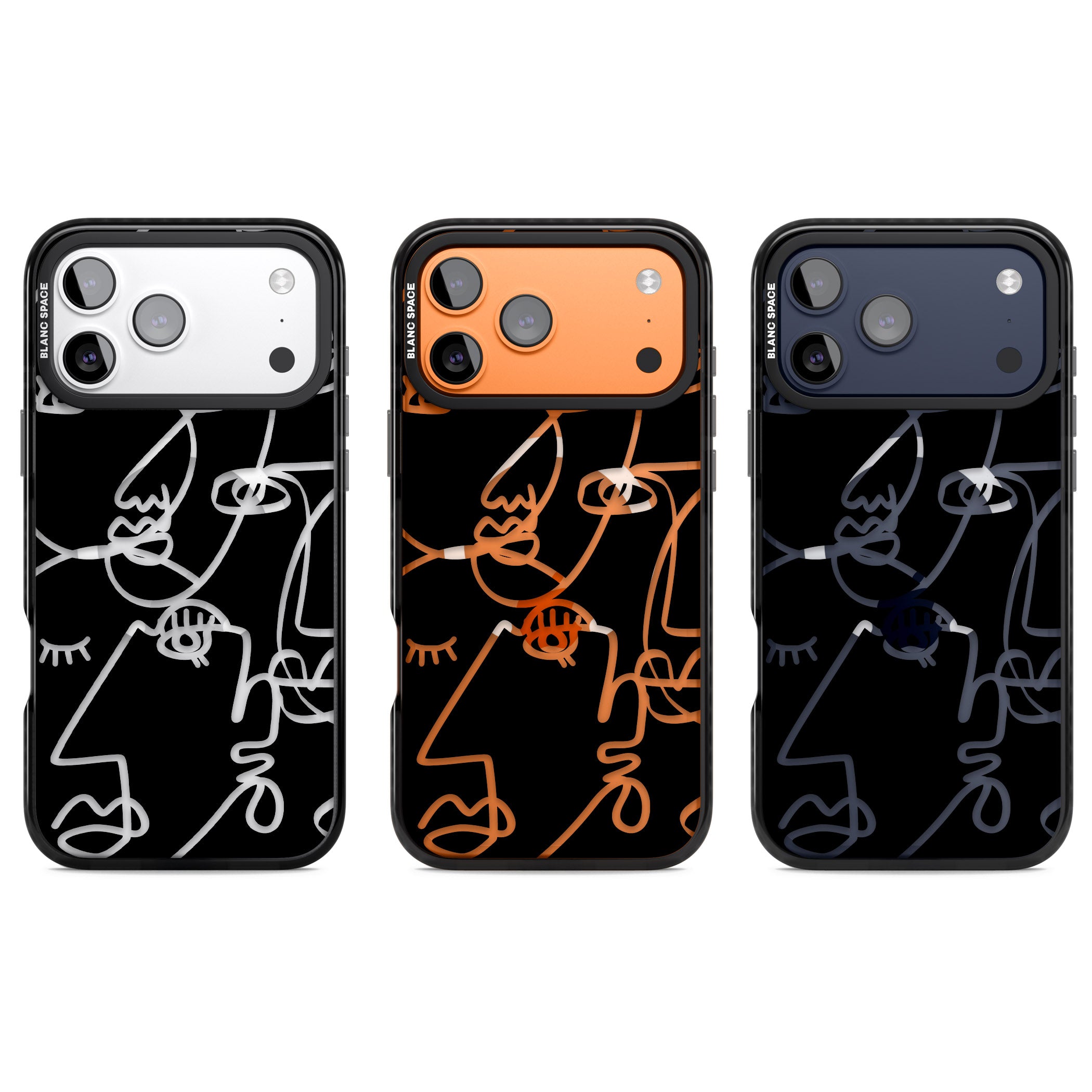 Abstract Line Art Clear Black iPhone 17 Pro Impact Pro Black Phone Case APT Impact Protection