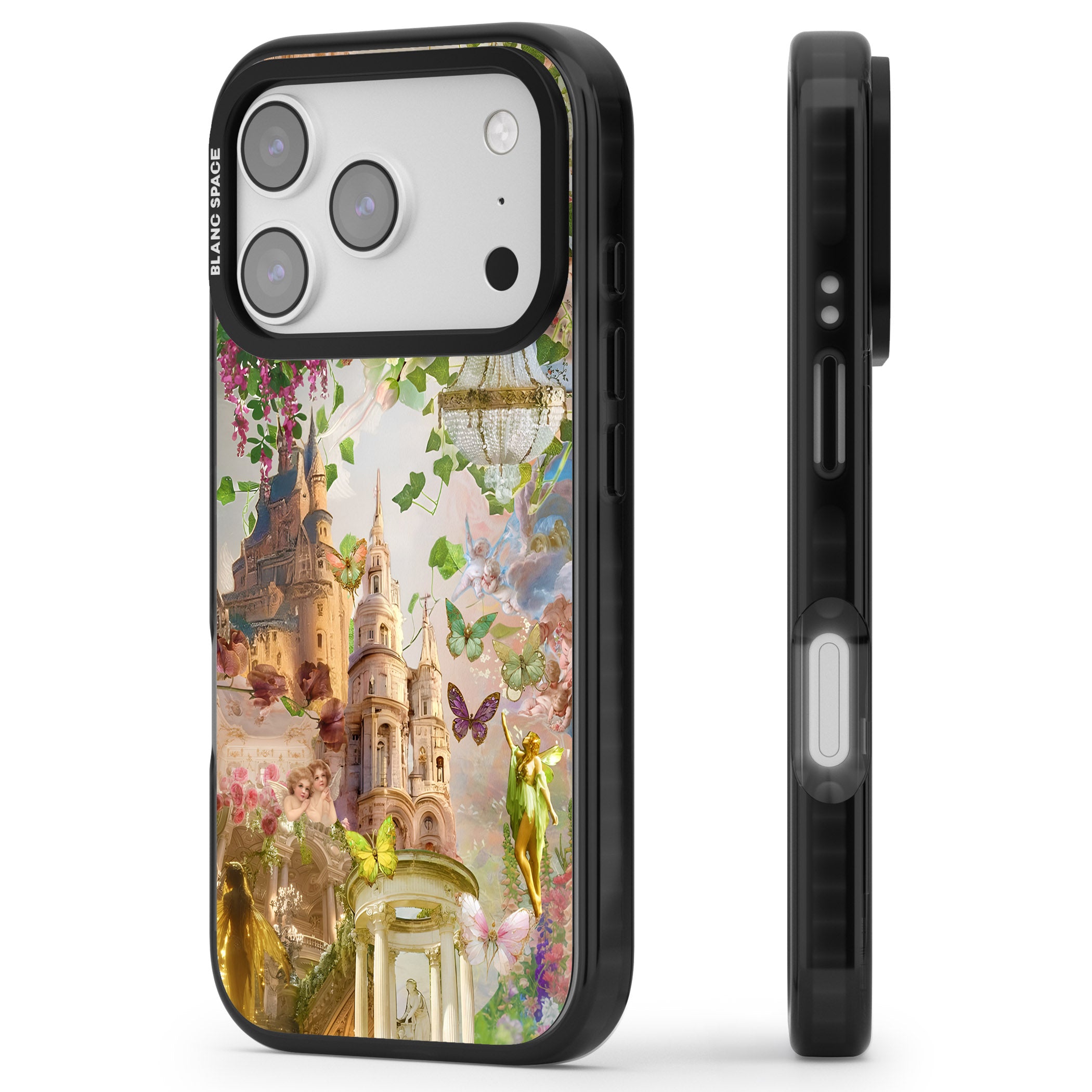 Fairies & Castles Collage iPhone 17 Pro Impact Pro Black Phone Case Side Profile