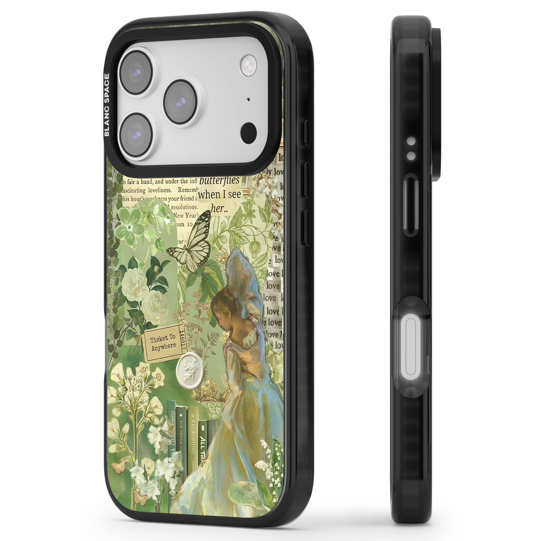 Vintage Green Fairy iPhone 17 Pro Impact Pro Black Phone Case Side Profile
