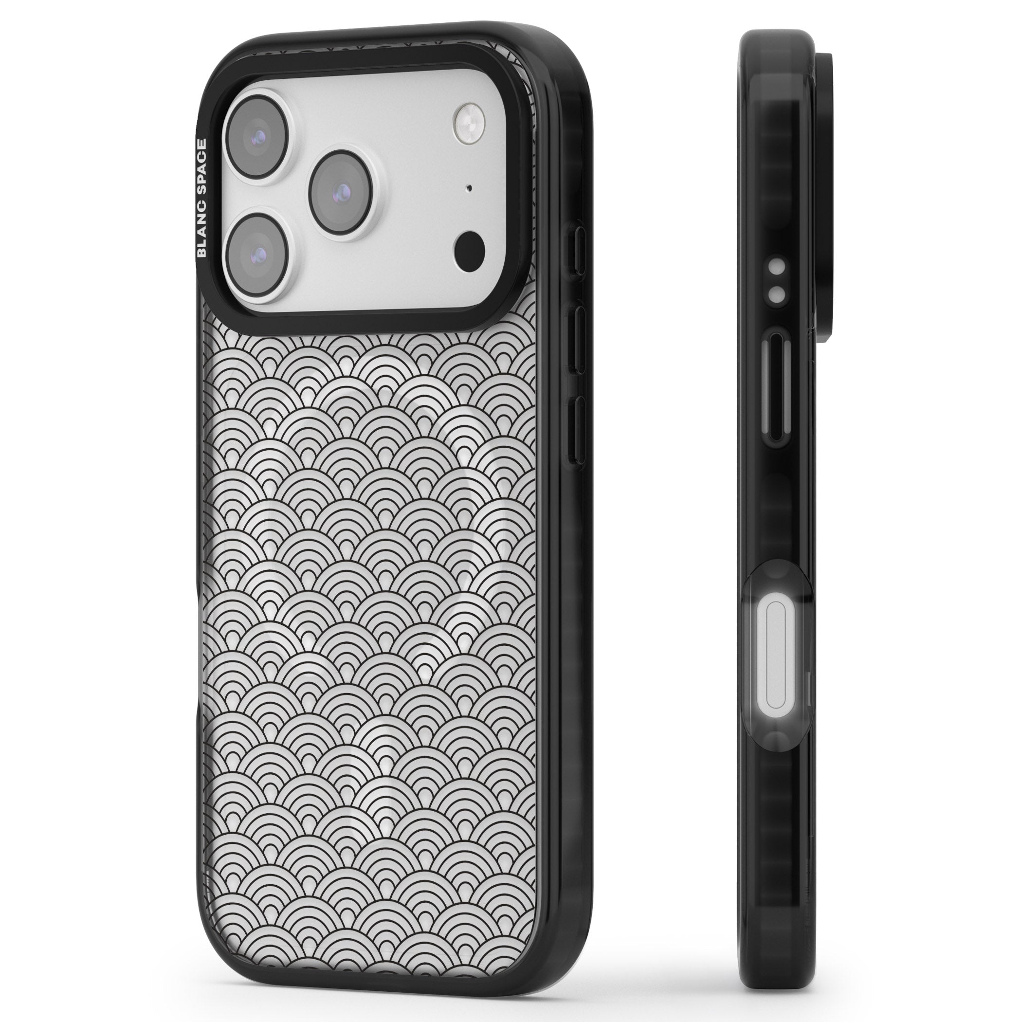 Scalloped Waves iPhone 17 Pro Impact Pro Black Phone Case Side Profile