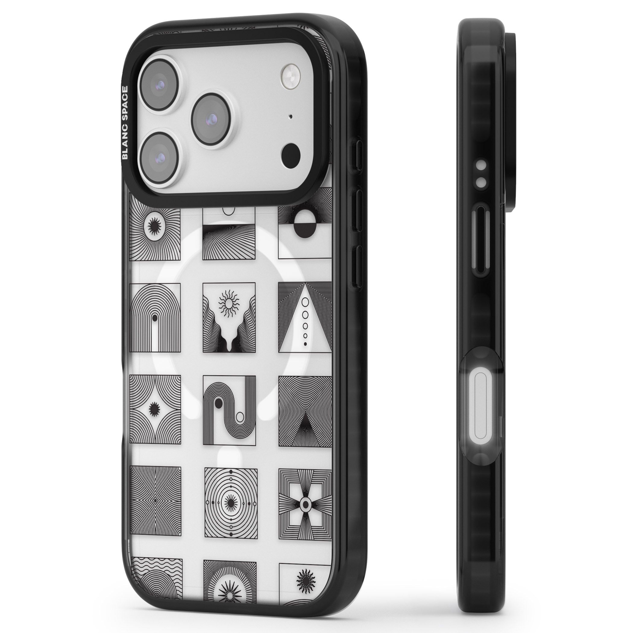 Abstract Geometric iPhone 17 Pro Max Impact Pro Black Phone Case Side Profile