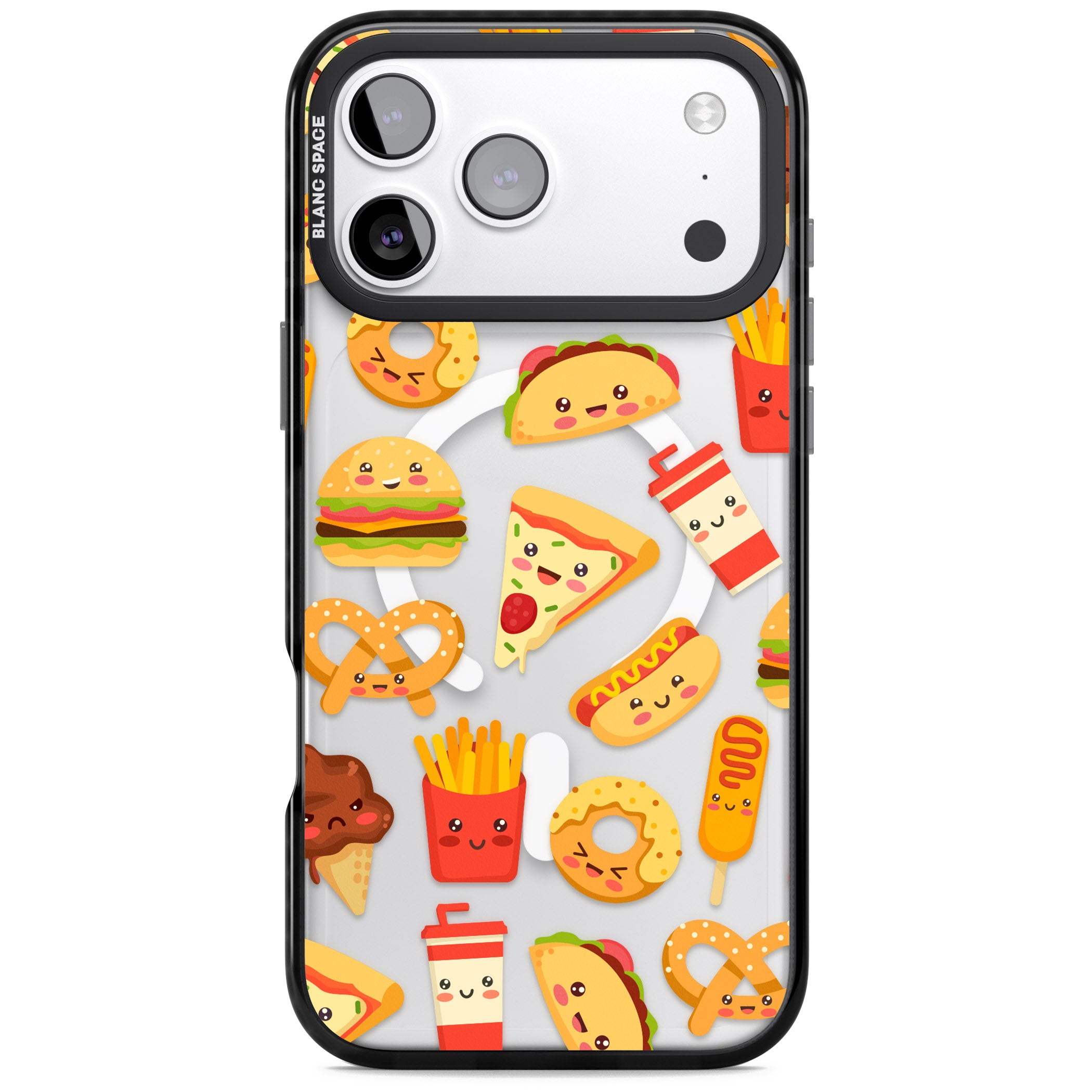 Fast Food Patterns Kawaii Fast Food Mix iPhone 17 Pro Impact Pro Black Phone Case