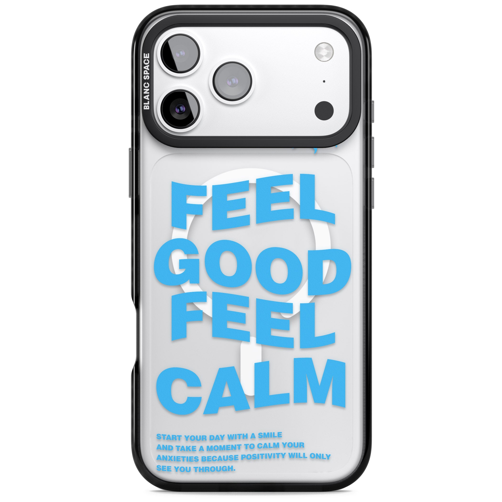 Feel Good Feel Calm (Blue) iPhone 17 Pro Max Impact Pro Black Phone Case