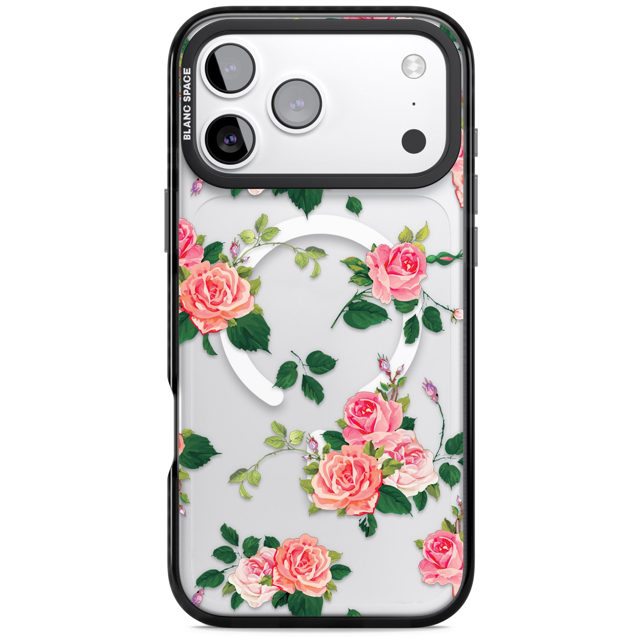 Pink Roses iPhone 17 Pro Impact Pro Black Phone Case