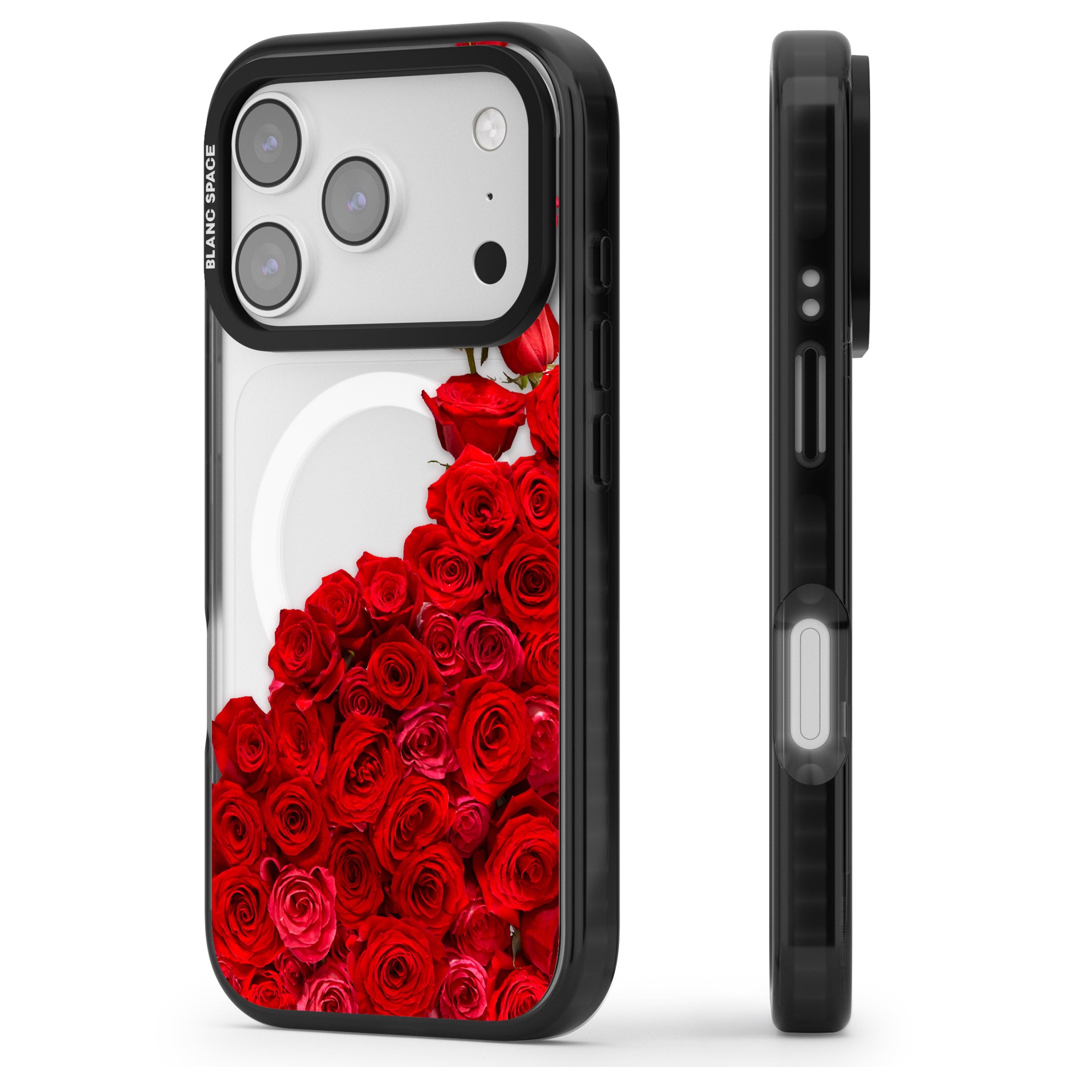 Floral Roses iPhone 17 Pro Max Impact Pro Black Phone Case Side Profile