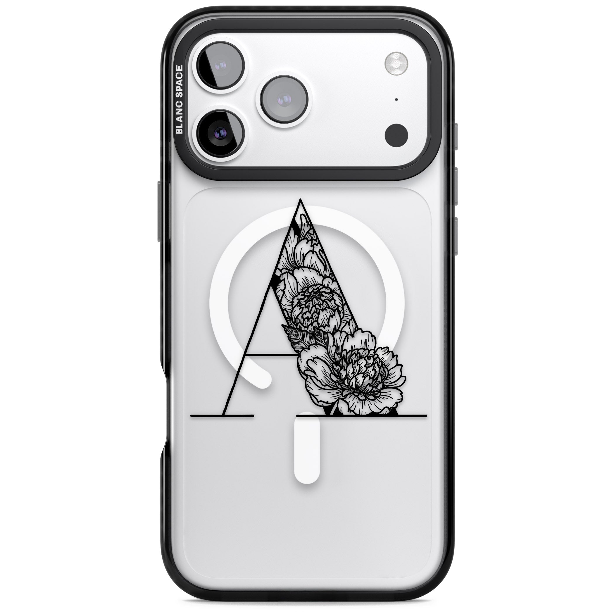 Personalised Floral Monogram iPhone 17 Pro Max Impact Pro Black Phone Case