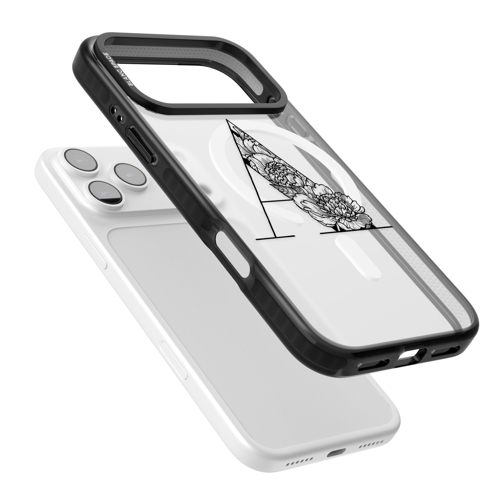 Personalised Floral Monogram iPhone 17 Pro Impact Pro Black Phone Case Colours