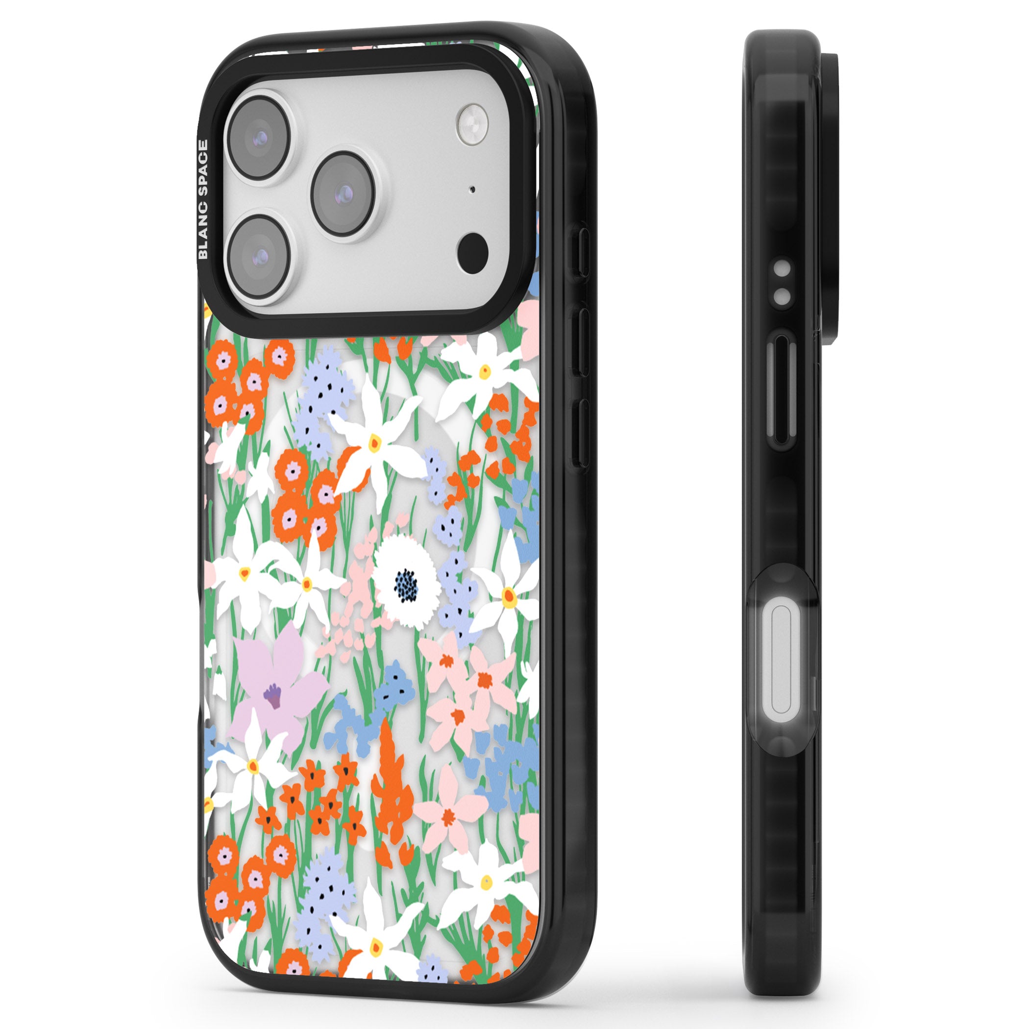 Floral Bouquet: Vibrant Blooms iPhone 17 Pro Impact Pro Black Phone Case Side Profile