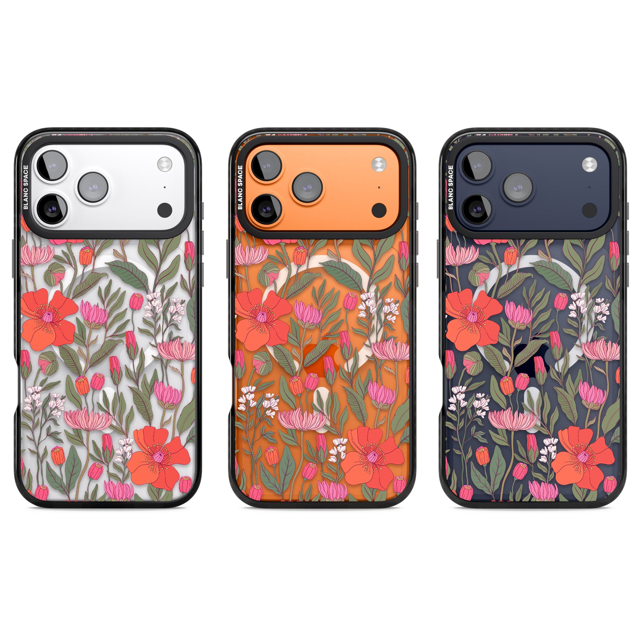 Peachy Floral iPhone 17 Pro Impact Pro Black Phone Case APT Impact Protection