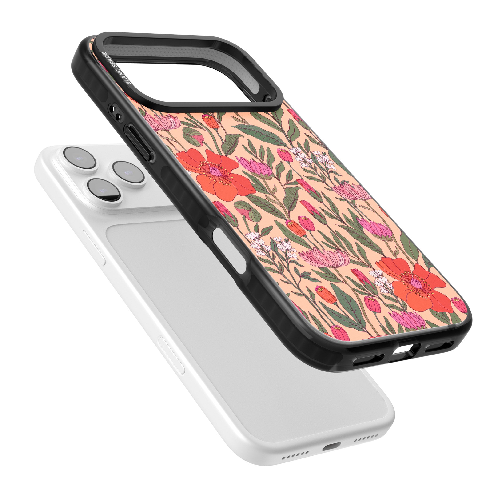 Peachy Floral Background iPhone 17 Pro Impact Pro Black Phone Case Colours