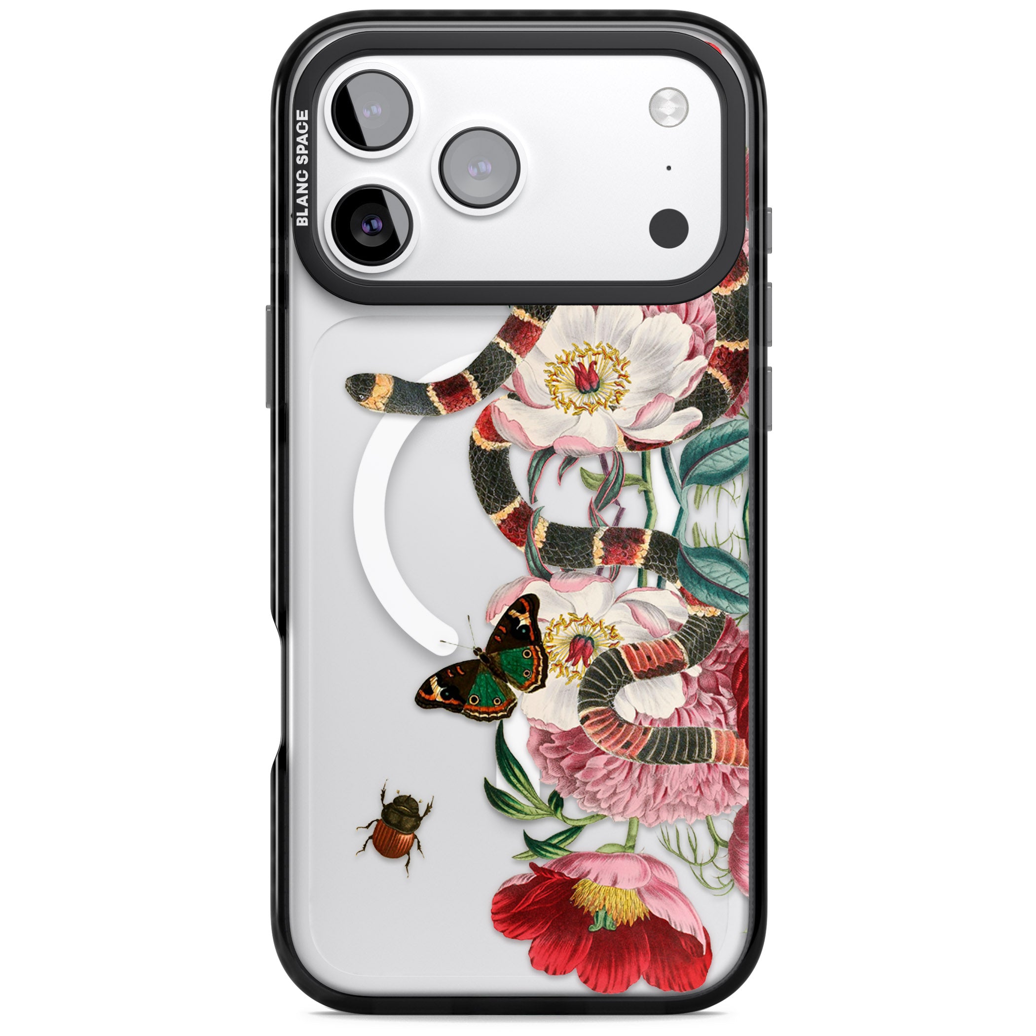 Floral Snake iPhone 17 Pro Max Impact Pro Black Phone Case